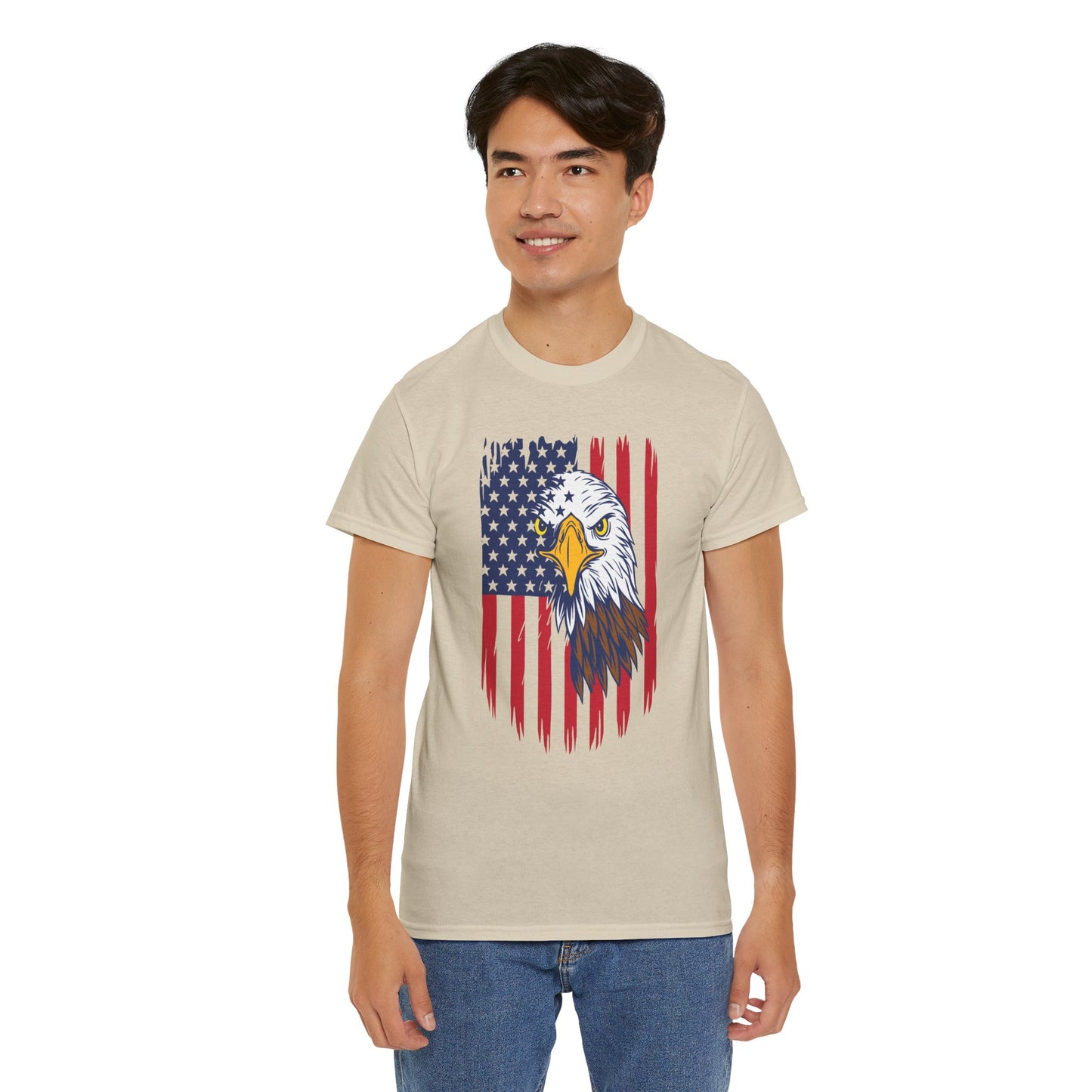 Princess Grace Eagle & American Flag Unisex Heavy Cotton Tee Patriotic Apparel for All Occasions