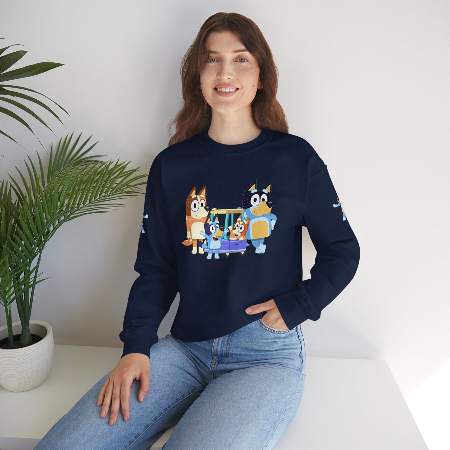 Princess Grace Bluey Cozy Cartoon Crewneck Sweatshirt for Kids and Families Perfect for Playtime and Pajama Days