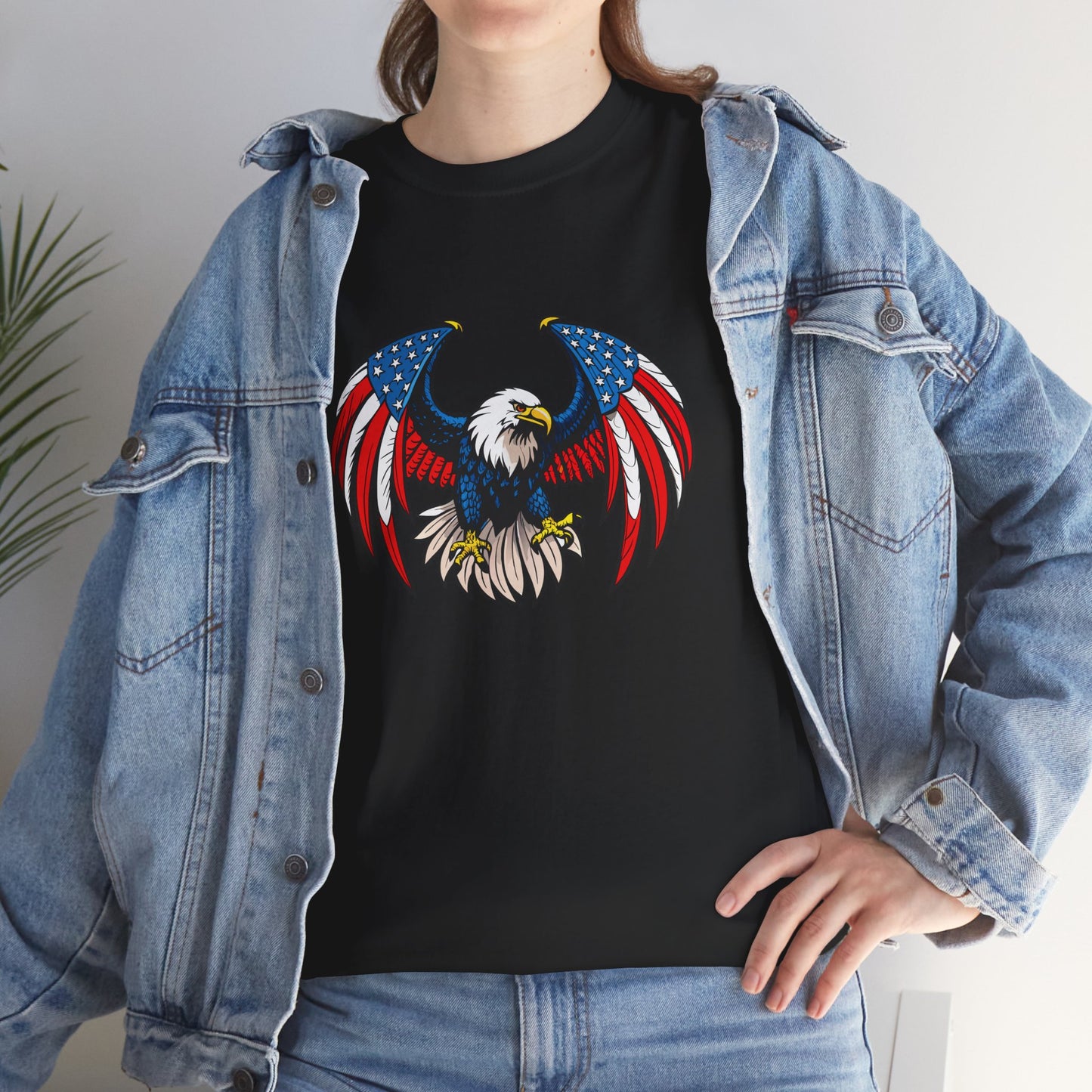 Princess Grace Patriotic Eagle Unisex Heavy Cotton Tee 4th of July Graphic T-Shirt