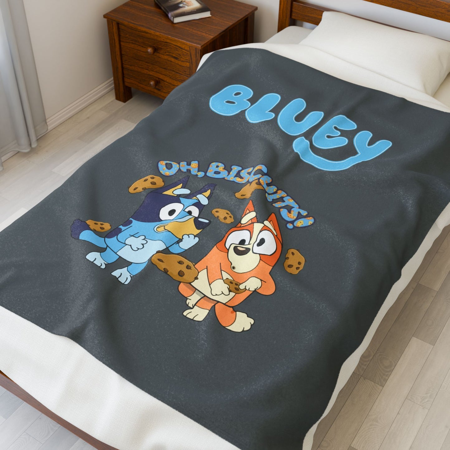 Princess Grace Bluey Oh Biscuits Velveteen Plush Blanket Cozy Kids Throw for Comfort and Fun