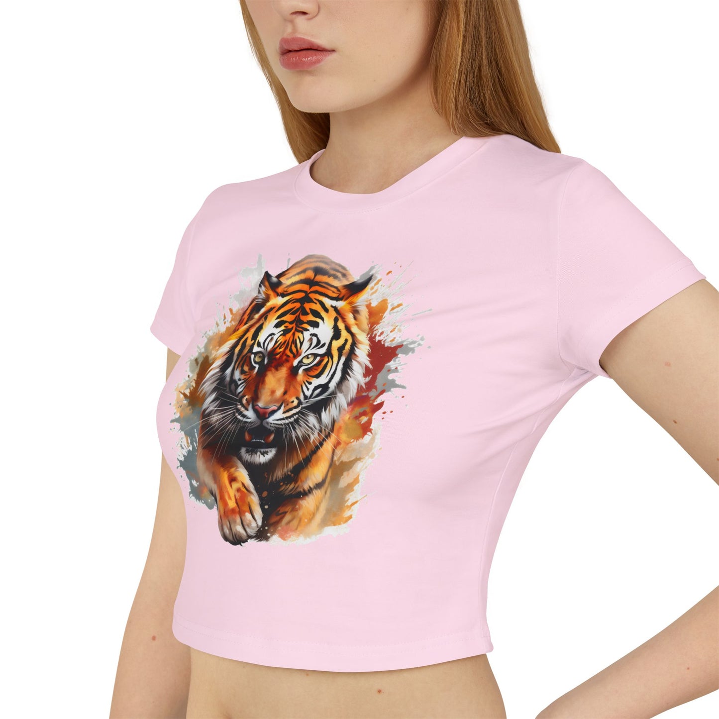 Princess Grace Fierce Tiger Women's Baby Tee Cute Graphic Shirt for Animal Lovers