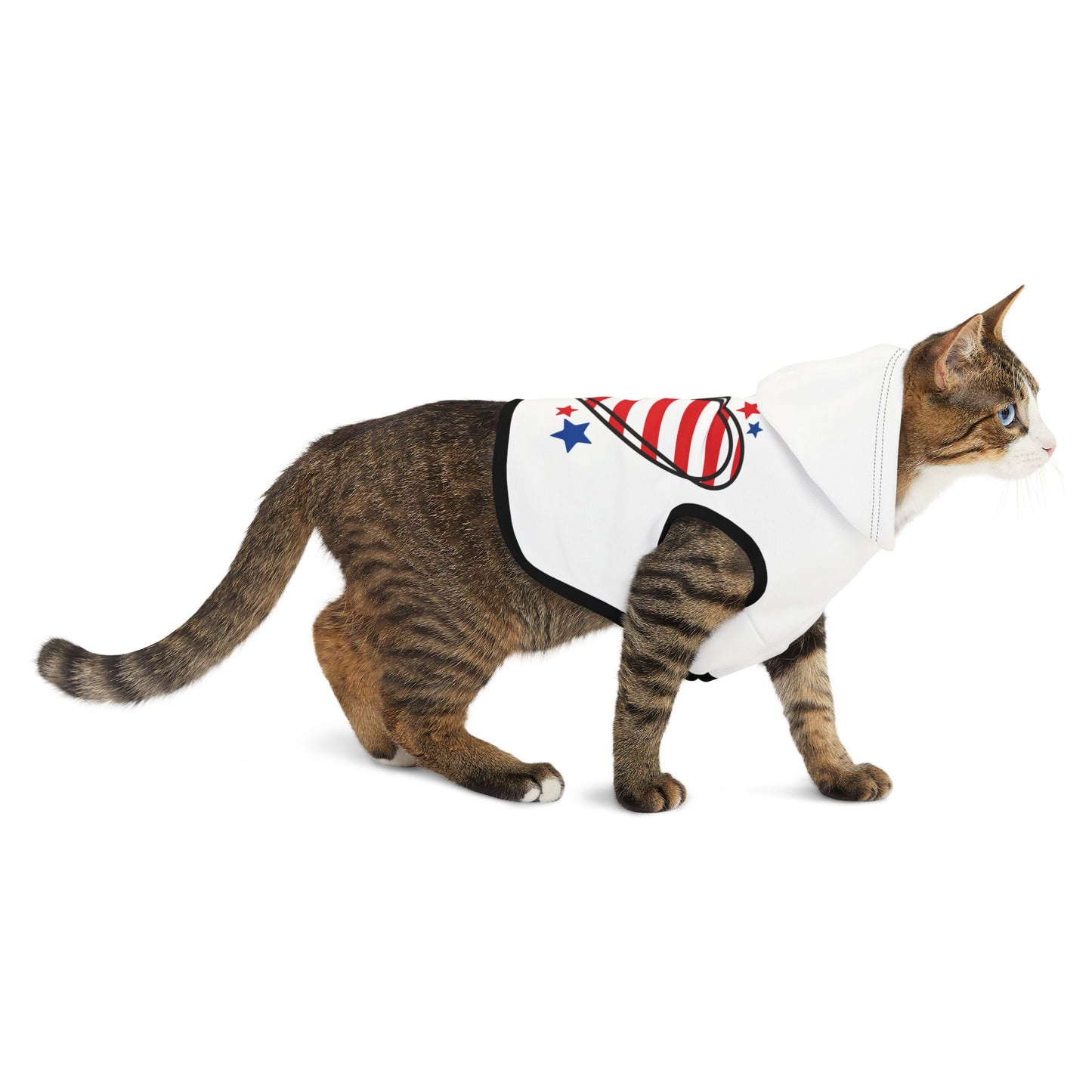 Princess Grace Patriotic Pet Hoodie with Heart Design for Dogs