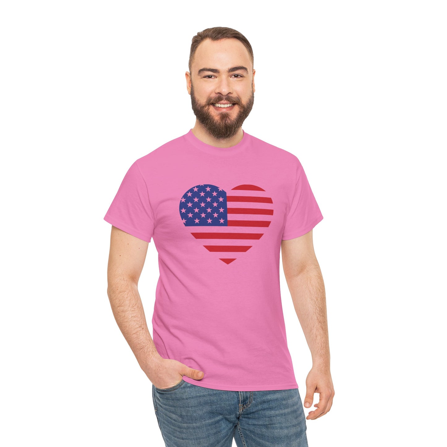 Princess Grace Patriotic Heart Unisex Heavy Cotton Tee Celebrate Freedom in Style