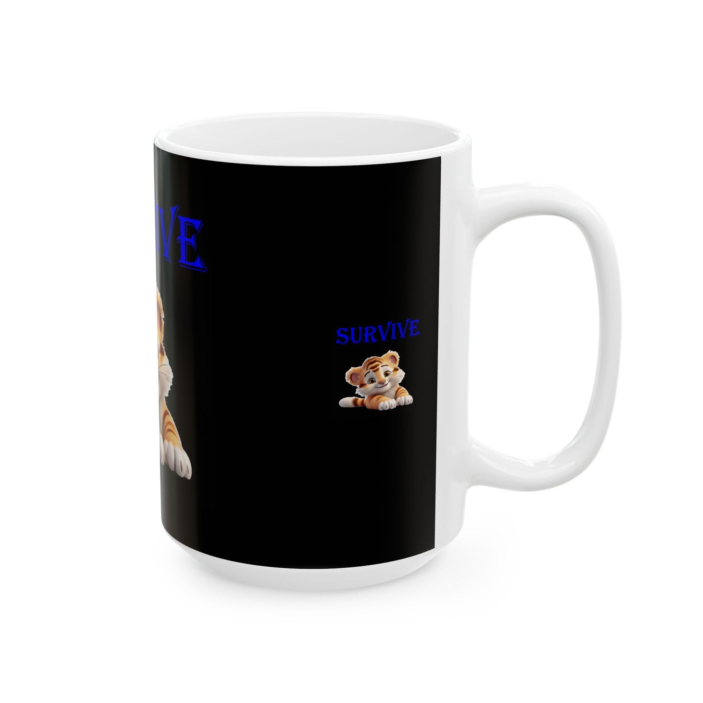 Princess Grace Survive Cute Tiger Survive Ceramic Mug Fun Animal Coffee Cup for Kids & Adults