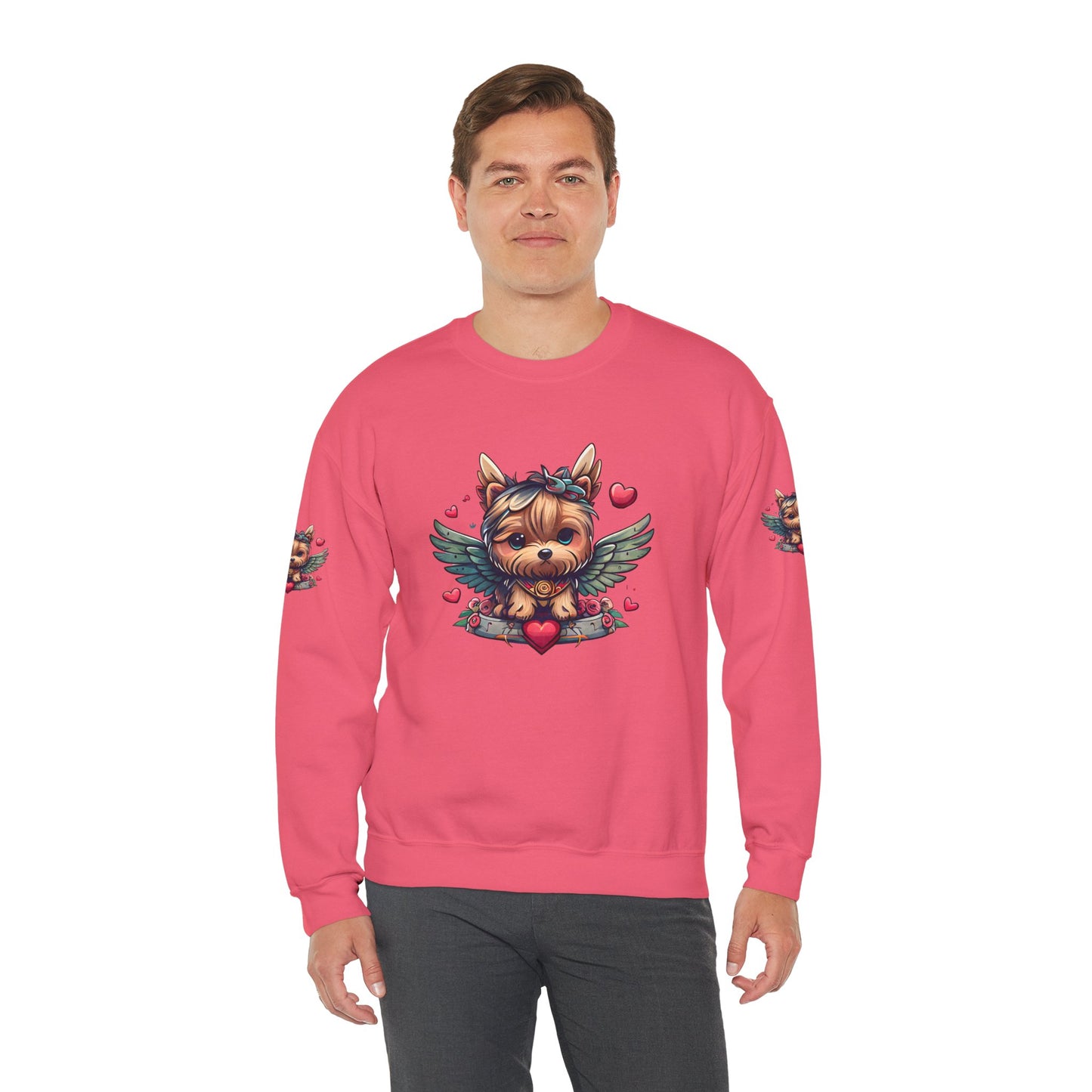 Princess Grace Cute Yorkie Wings Crewneck Sweatshirt Perfect Gift for Dog Lovers