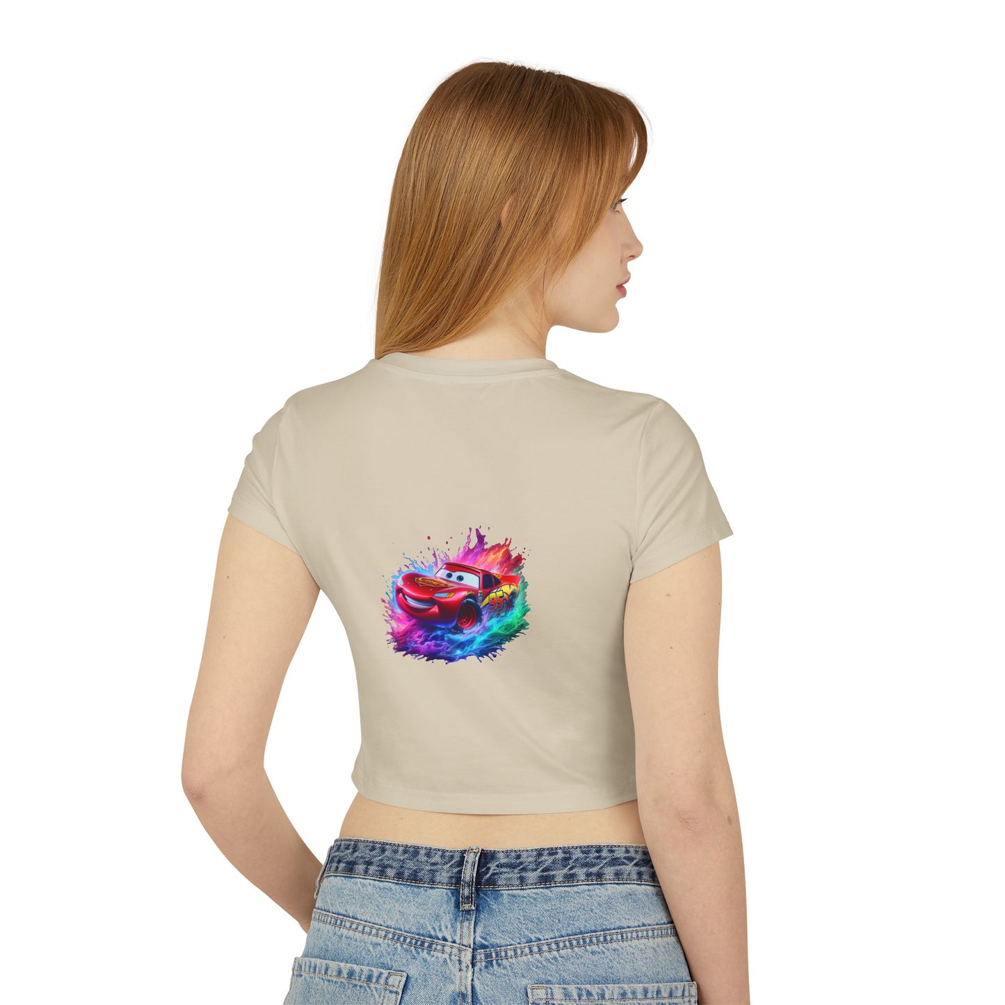 Princess Grace Hot Wheels Women's Baby Tee Colorful Lightning McQueen Shirt