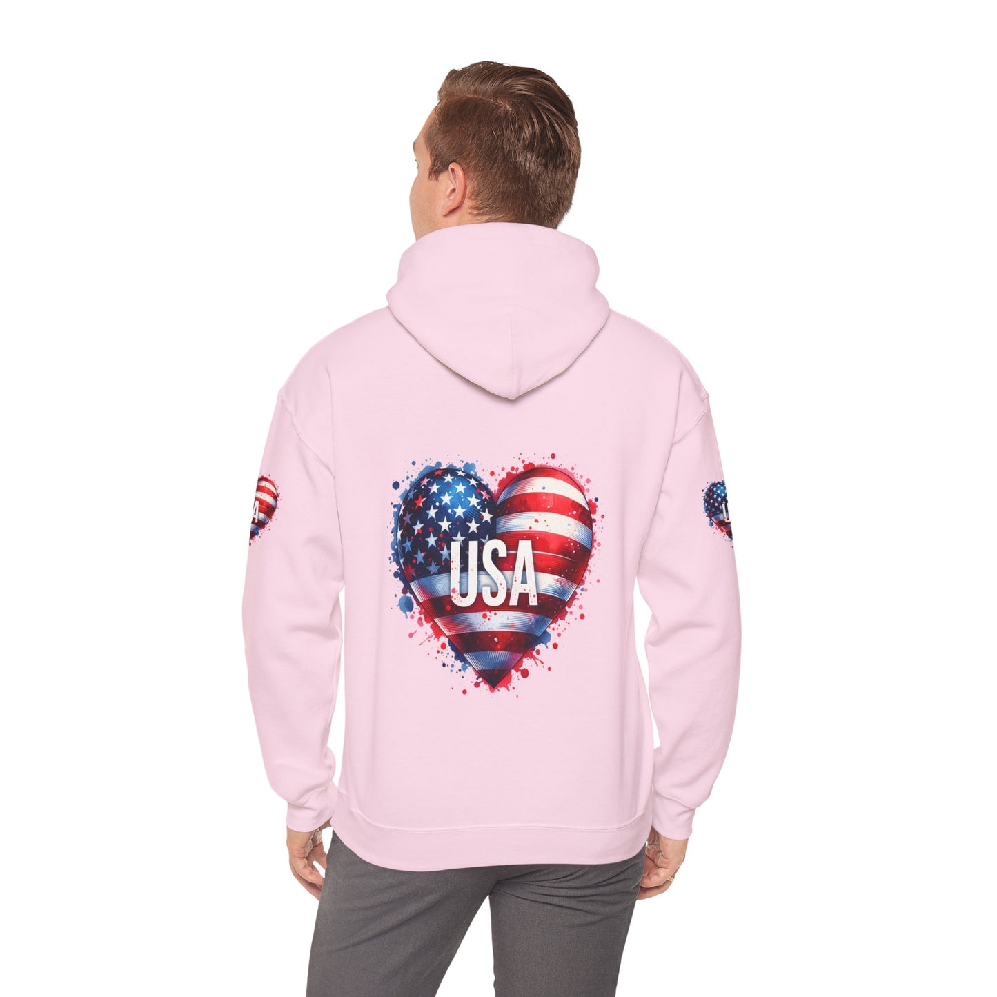Princess Grace Patriotic Heart Hoodie for USA Lovers Unisex Heavy Blend