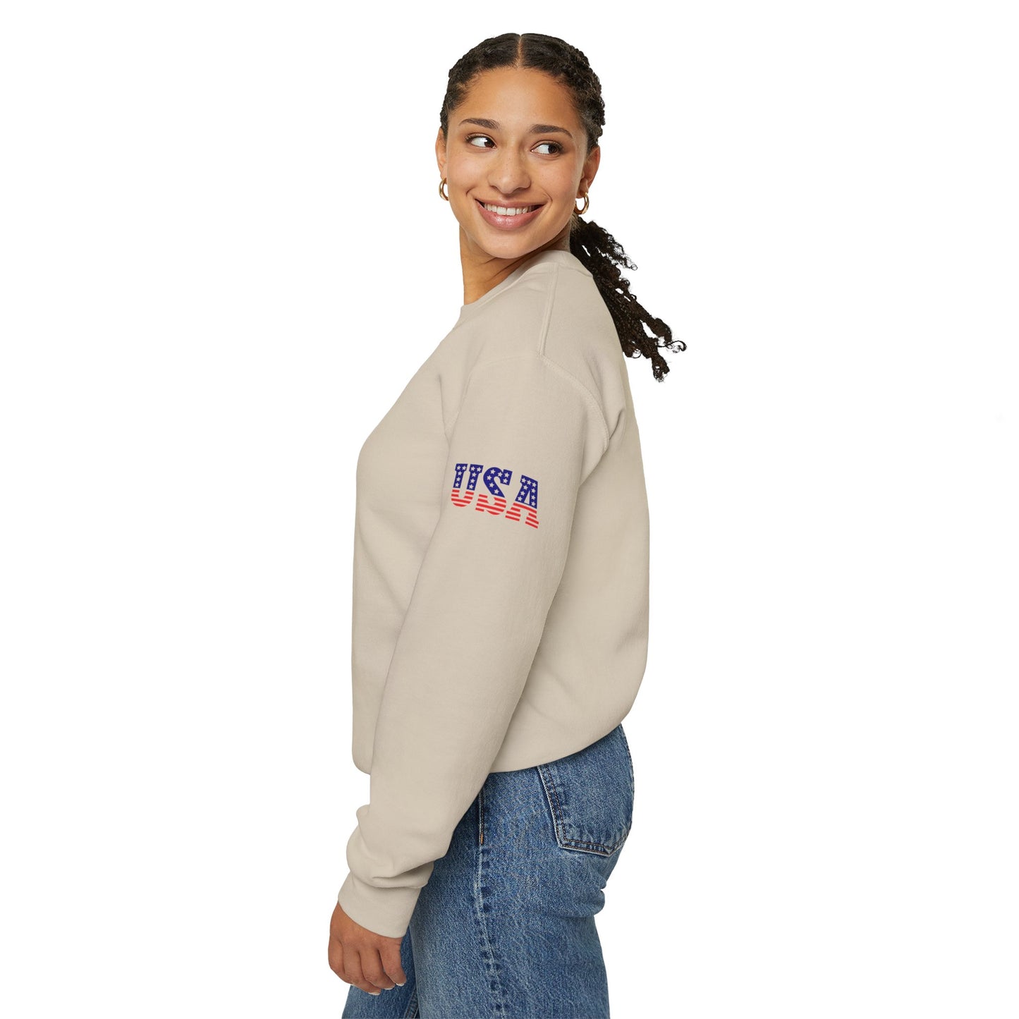 Princess Grace Patriotic USA Unisex Crewneck Sweatshirt Perfect for Independence Day Casual Wear