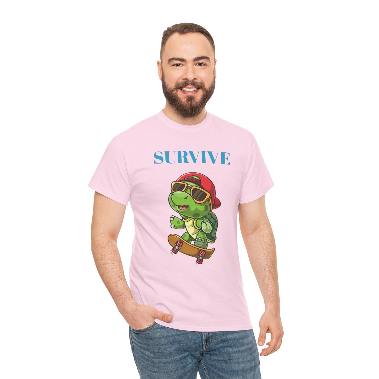 Princess Grace Cool Skateboarding Turtle Tee "Survive" Unisex Cotton T-Shirt for Fun Lovers