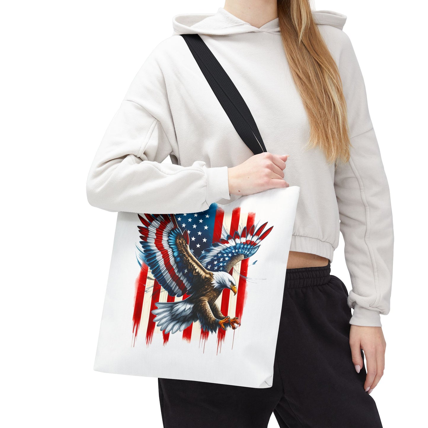 Princess Grace Patriotic Eagle Tote Bag USA Flag Design for Independence Day & Everyday Use