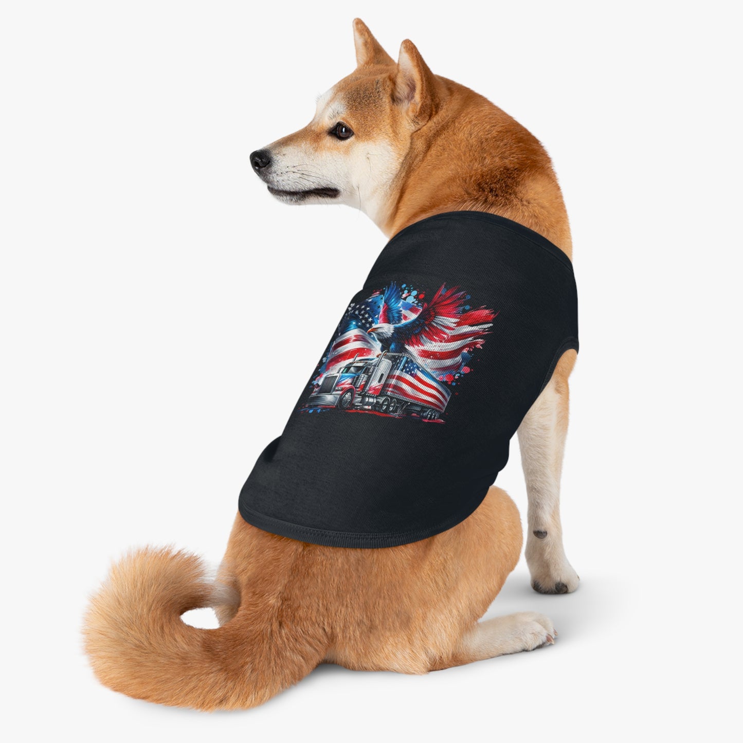 Princess Grace Patriotic Pet Tank Top with Eagle and Truck Design