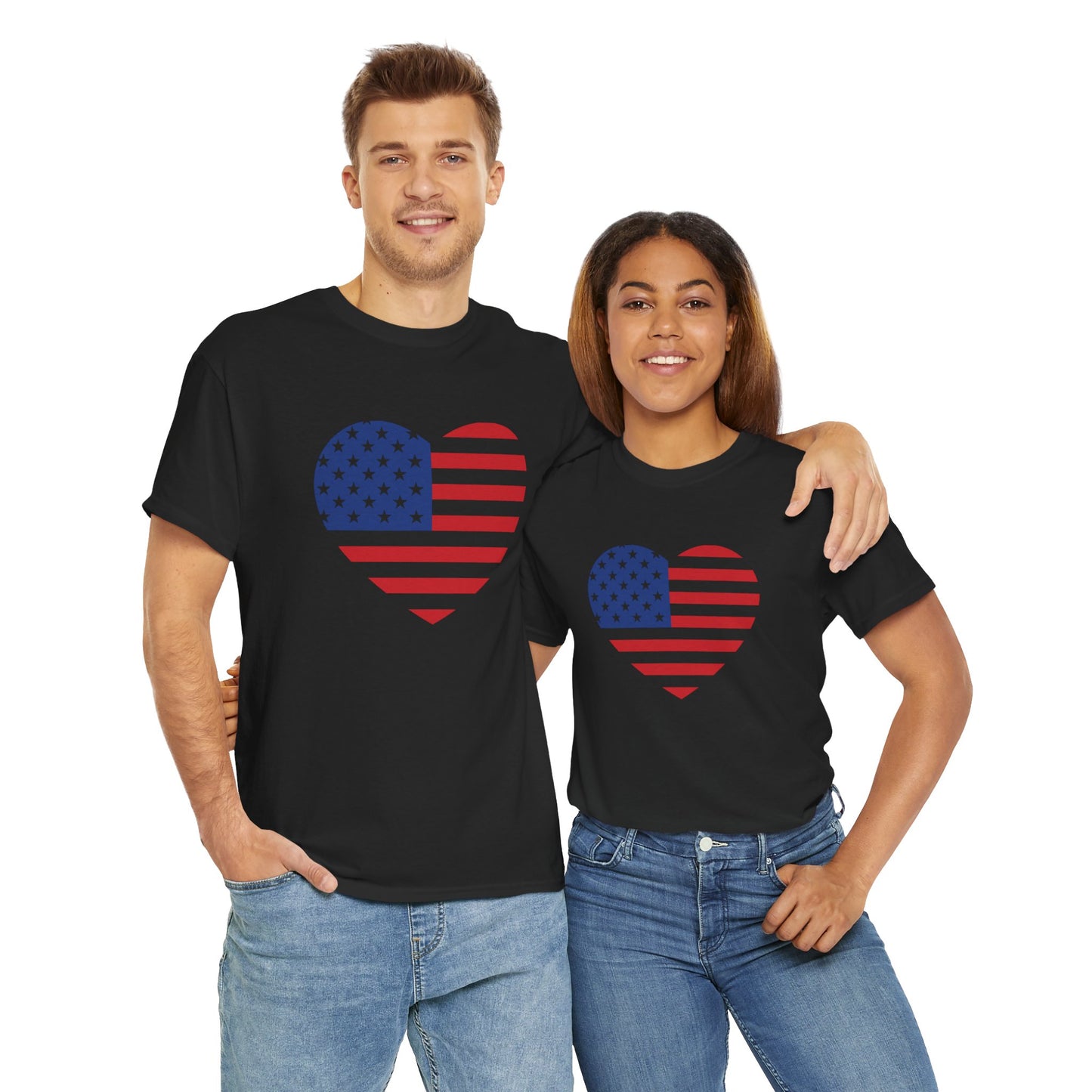 Princess Grace Patriotic Heart Unisex Heavy Cotton Tee Celebrate Freedom in Style