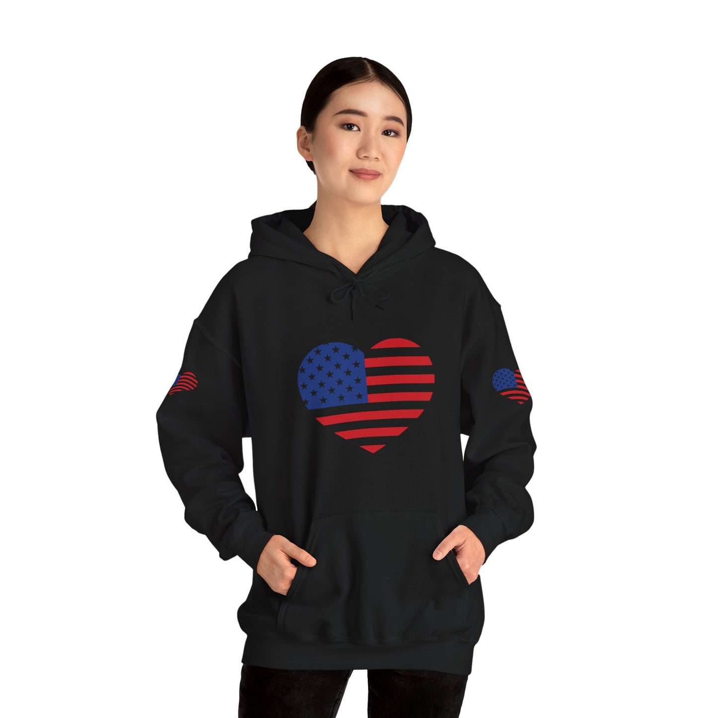 Princess Grace Patriotic Heart Design Unisex Hoodie Perfect for Holidays and Celebrations