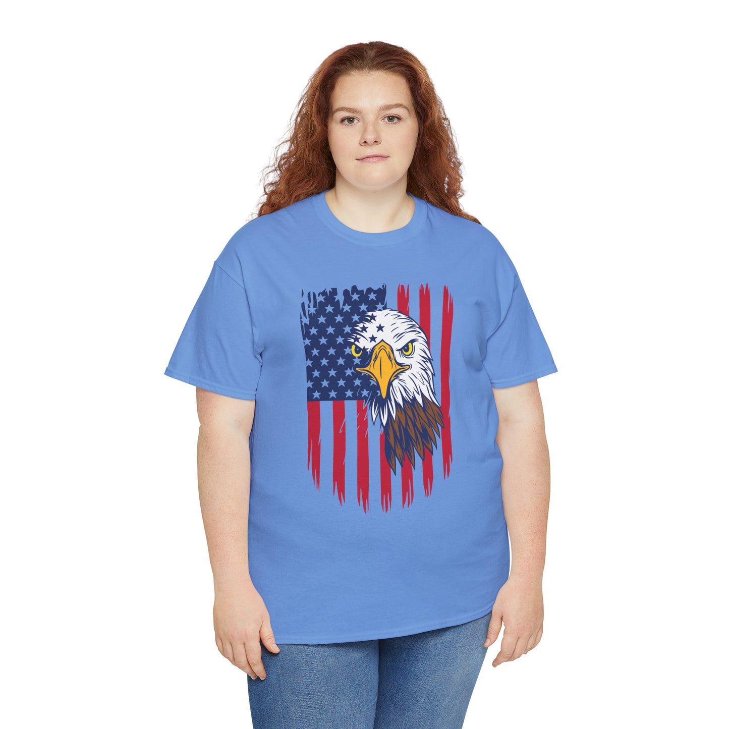 Princess Grace Eagle & American Flag Unisex Heavy Cotton Tee Patriotic Apparel for All Occasions
