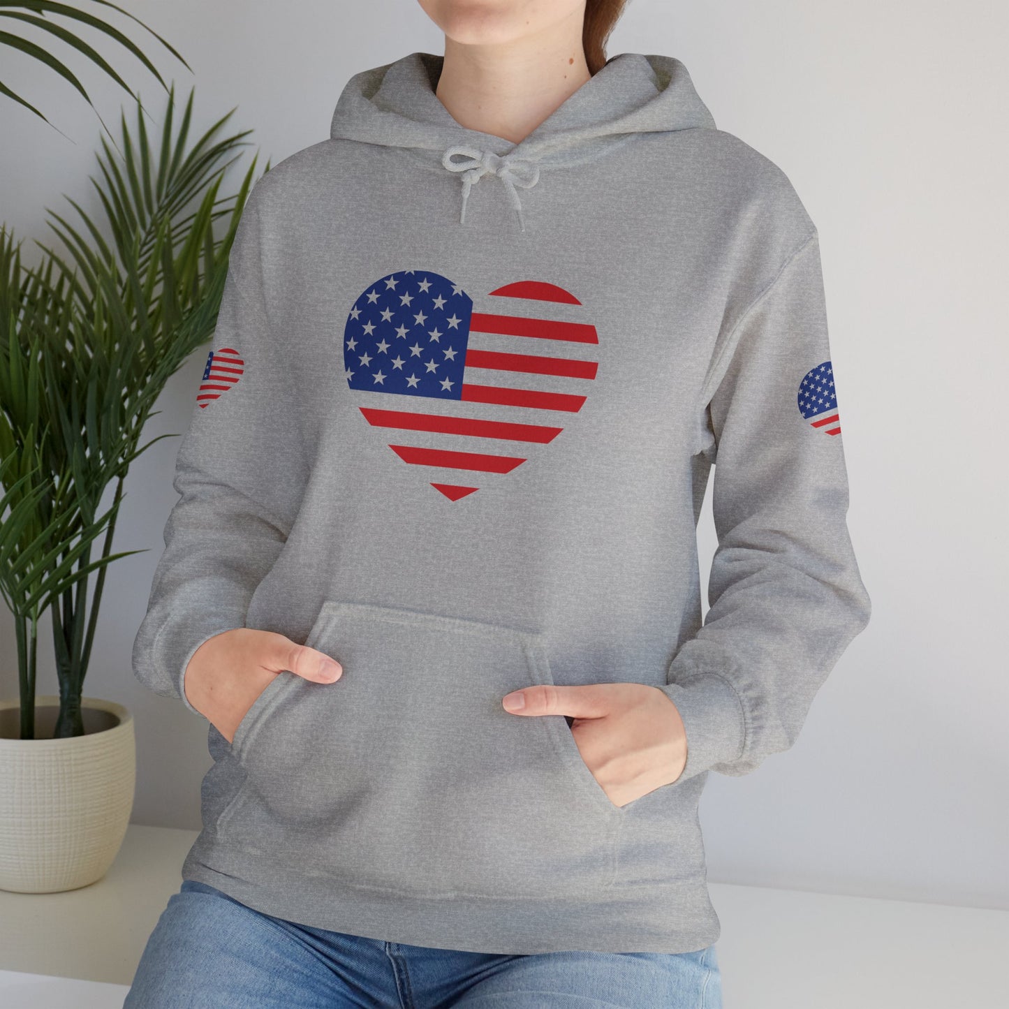 Princess Grace Patriotic Heart Design Unisex Hoodie Perfect for Holidays and Celebrations