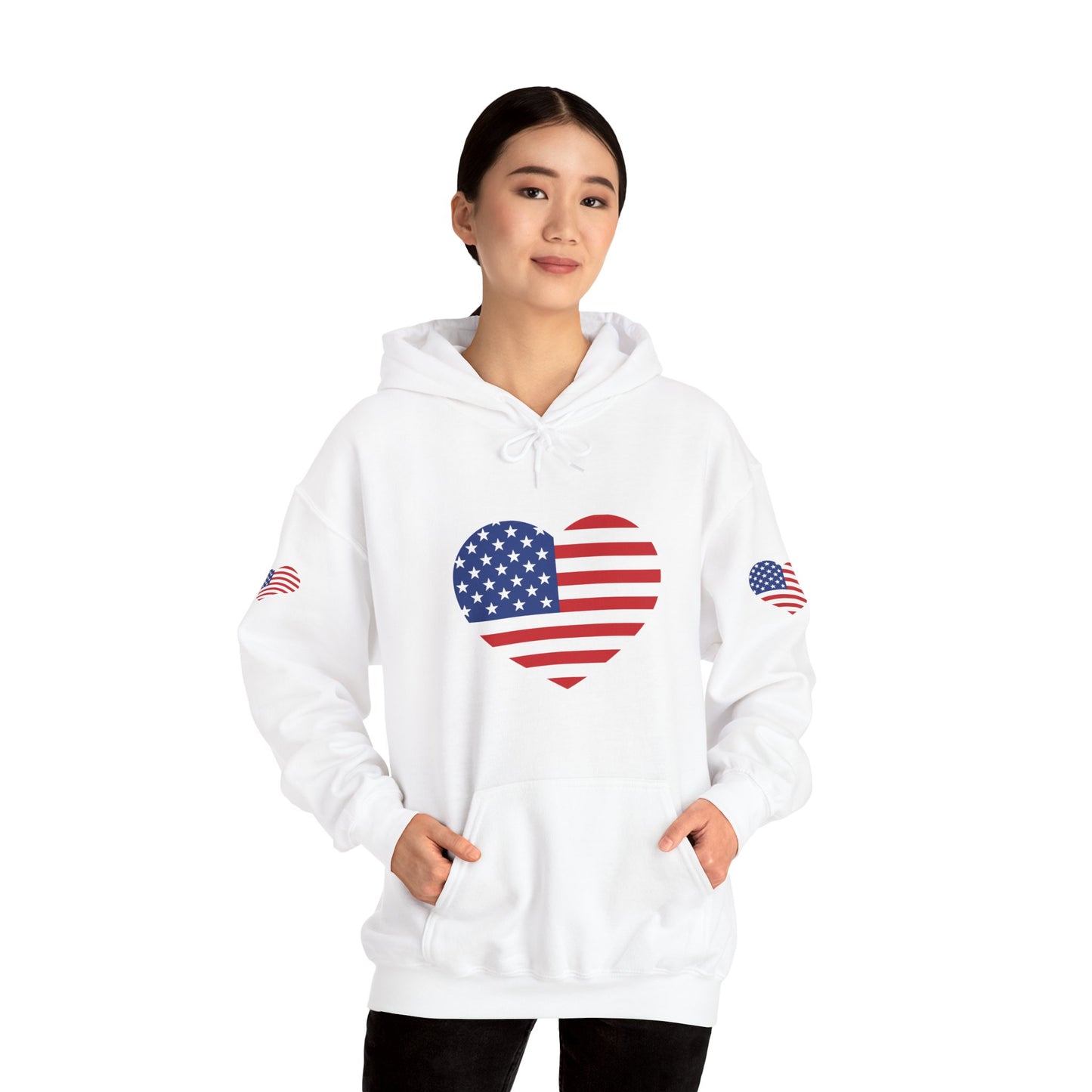 Princess Grace Patriotic Heart Design Unisex Hoodie Perfect for Holidays and Celebrations