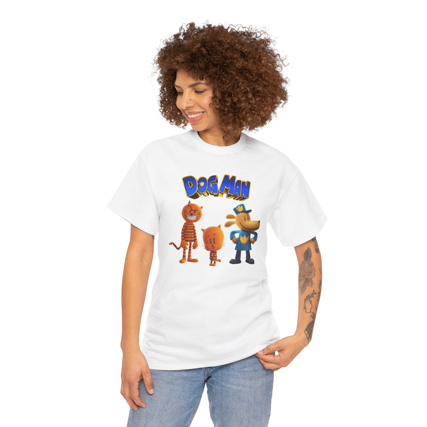 Princess Grace Dog Man Cartoon Unisex Heavy Cotton Tee Fun Graphic Tee for Kids and Fans