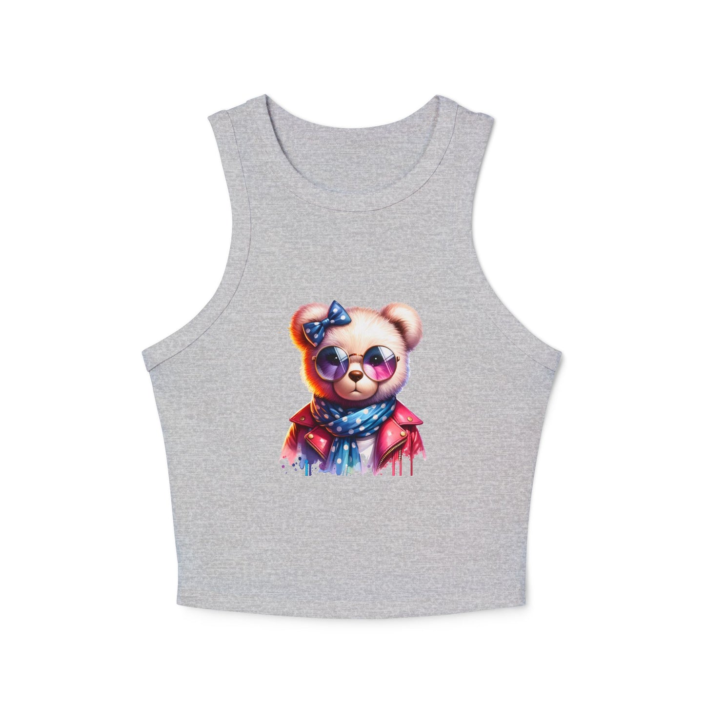 Princess Grace Cute Bear Graphic Racer Tank Top for Women