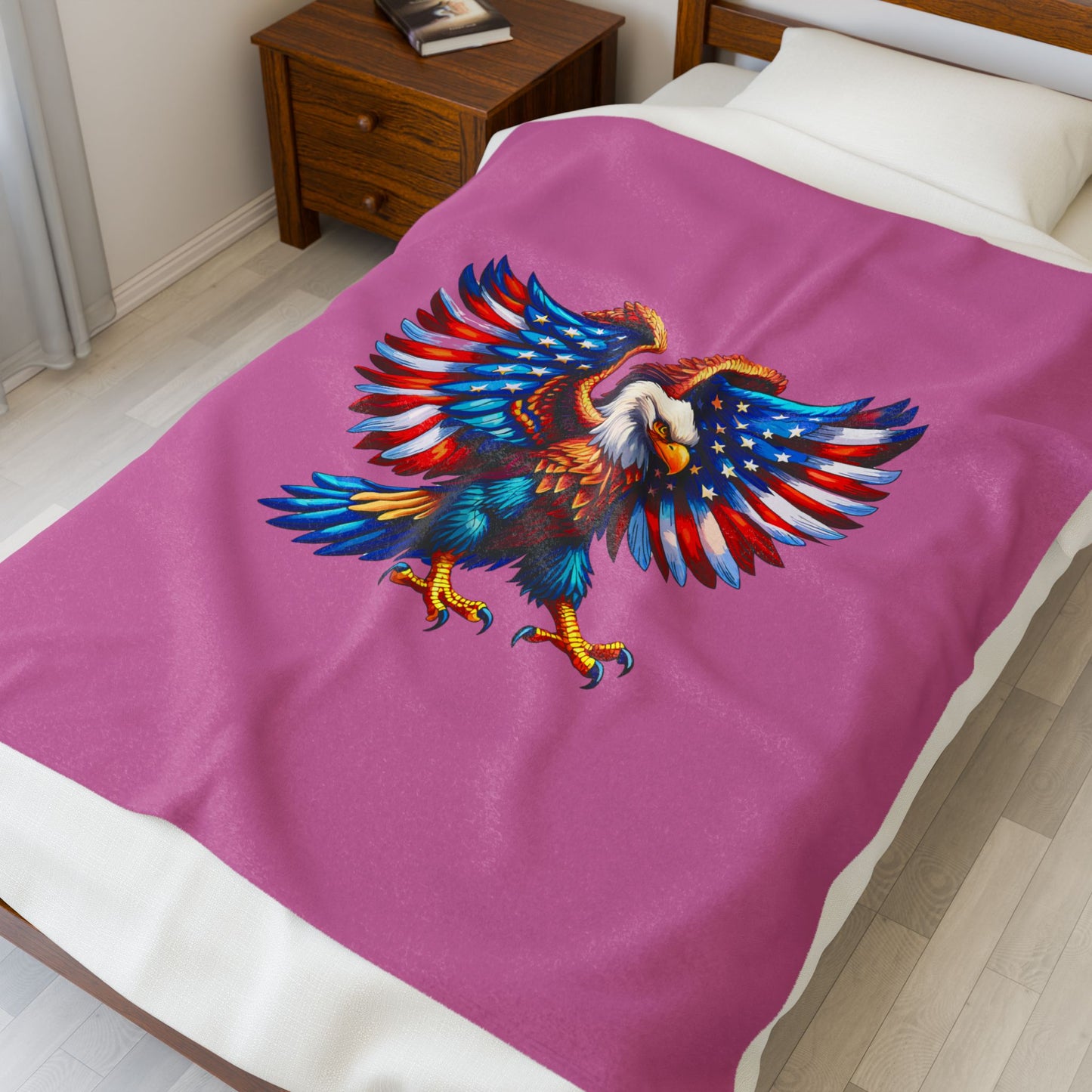 Princess Grace Vibrant Eagle Plush Blanket Perfect for Patriotic Celebrations