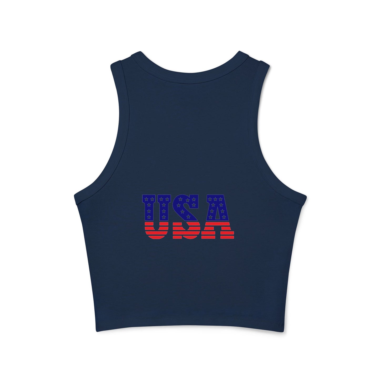Princess Grace Patriotic Women's Micro Rib Racer Tank Top with Eagle & USA Design