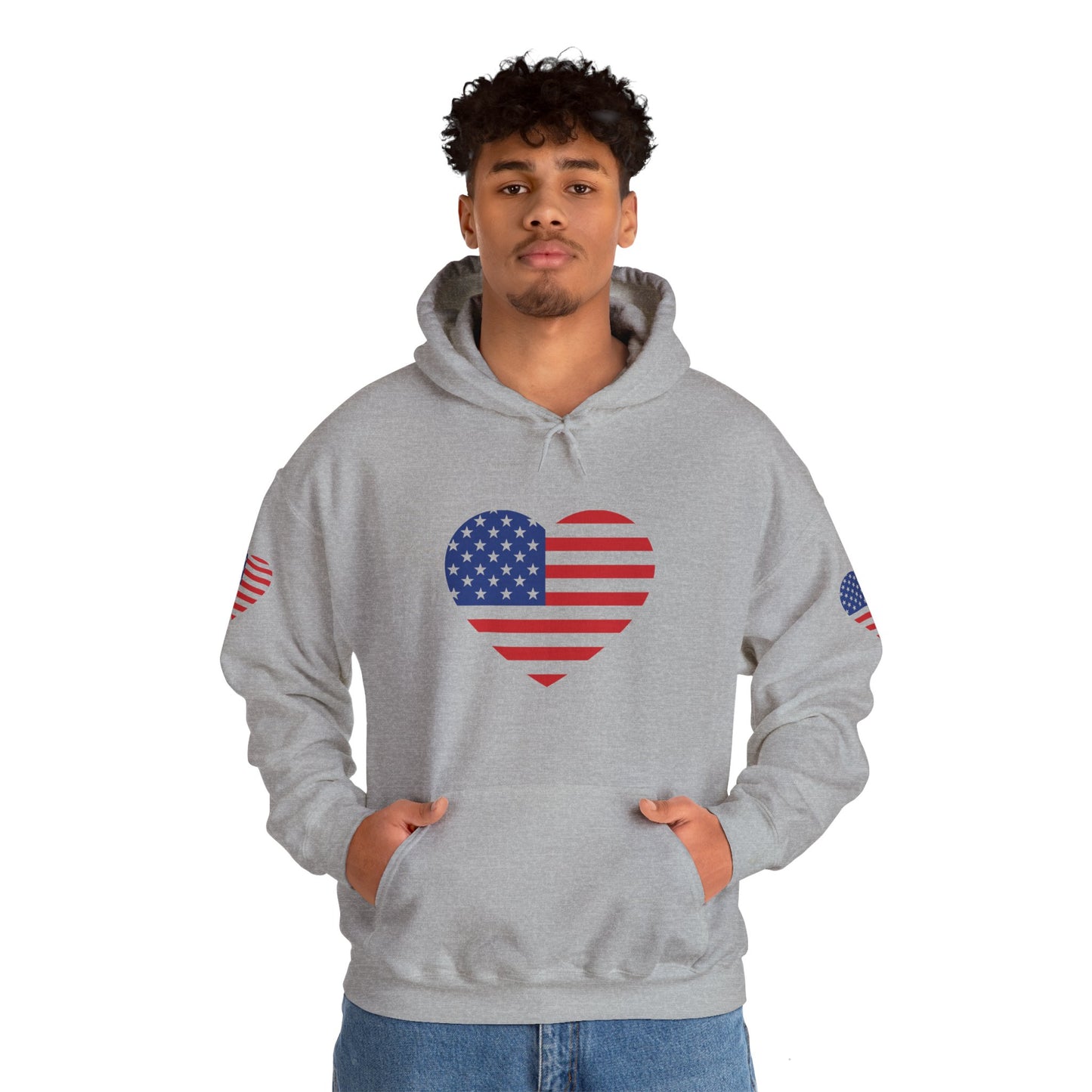 Princess Grace Patriotic Heart Design Unisex Hoodie Perfect for Holidays and Celebrations