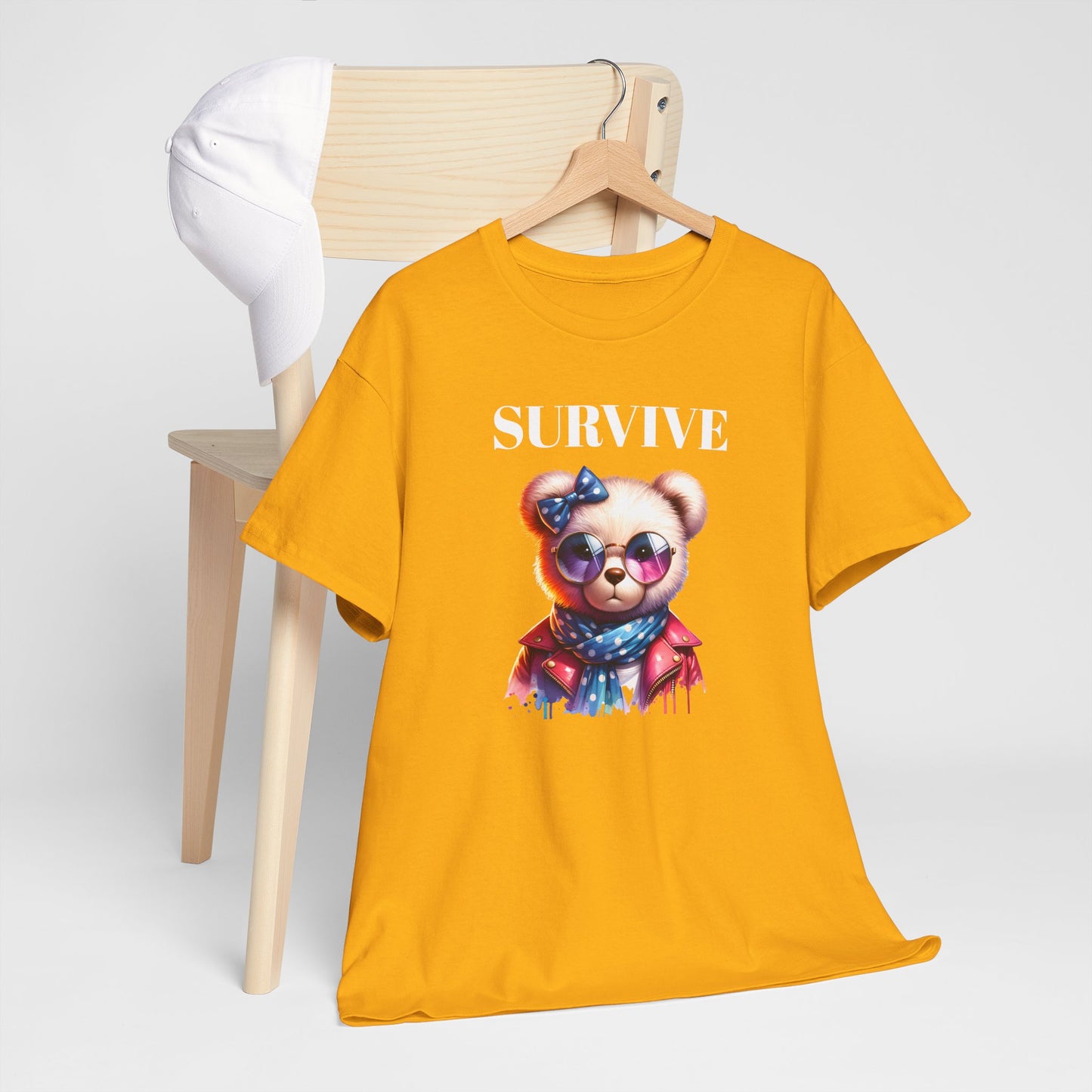 Princess Grace Cute Panda Illustration "Survive" Unisex Heavy Cotton Tee