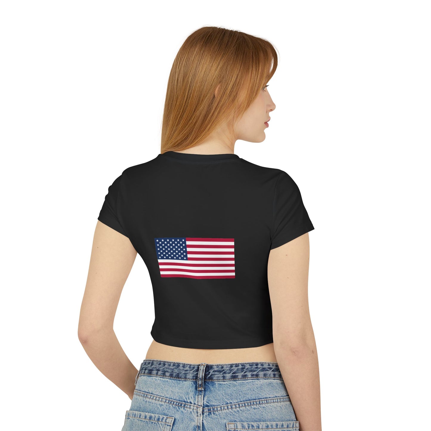 Princess Grace Patriotic Women's Baby Tee Celebratory American Flag Design