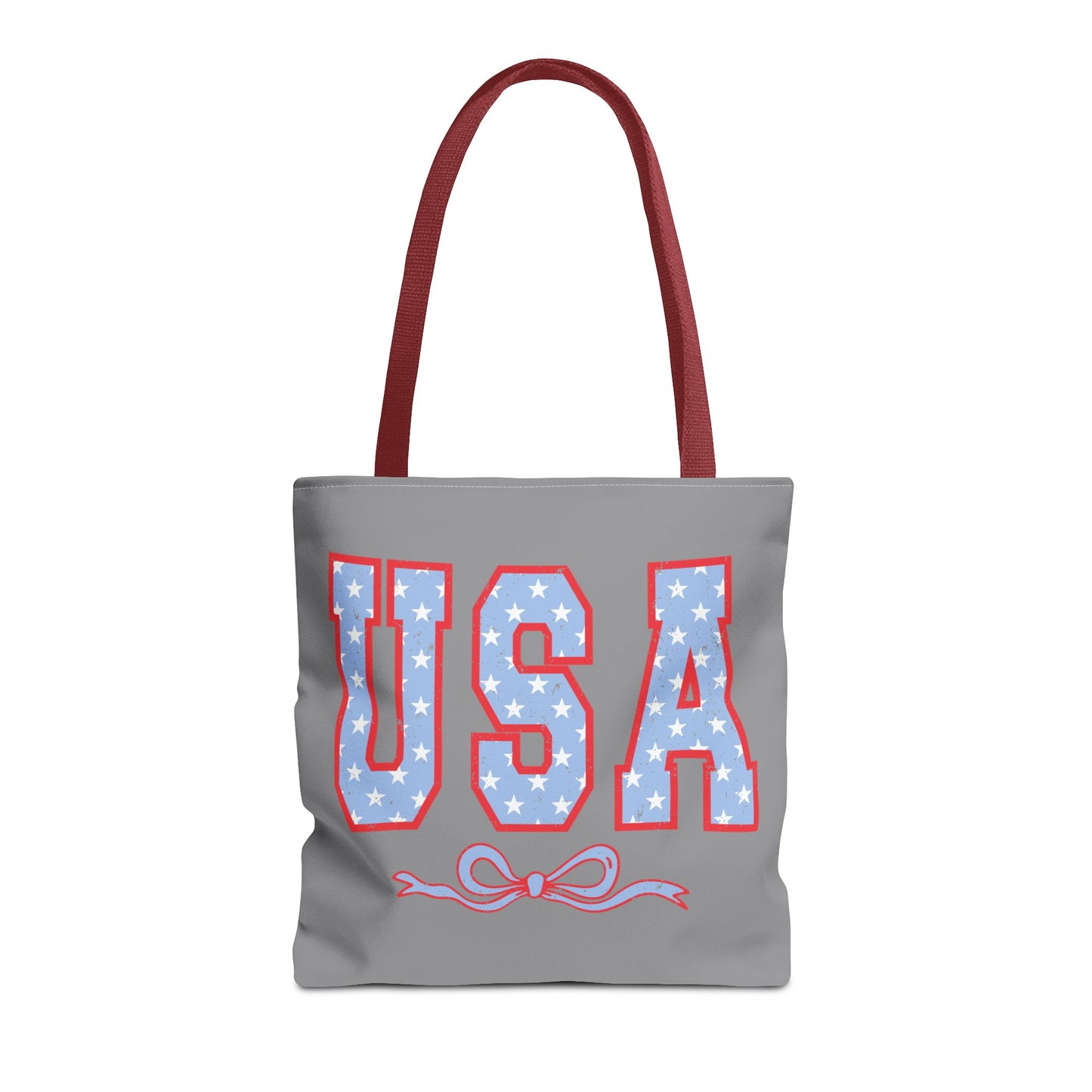 Princess Grace Patriotic USA Tote Bag Stars & Bow Design for Independence Day