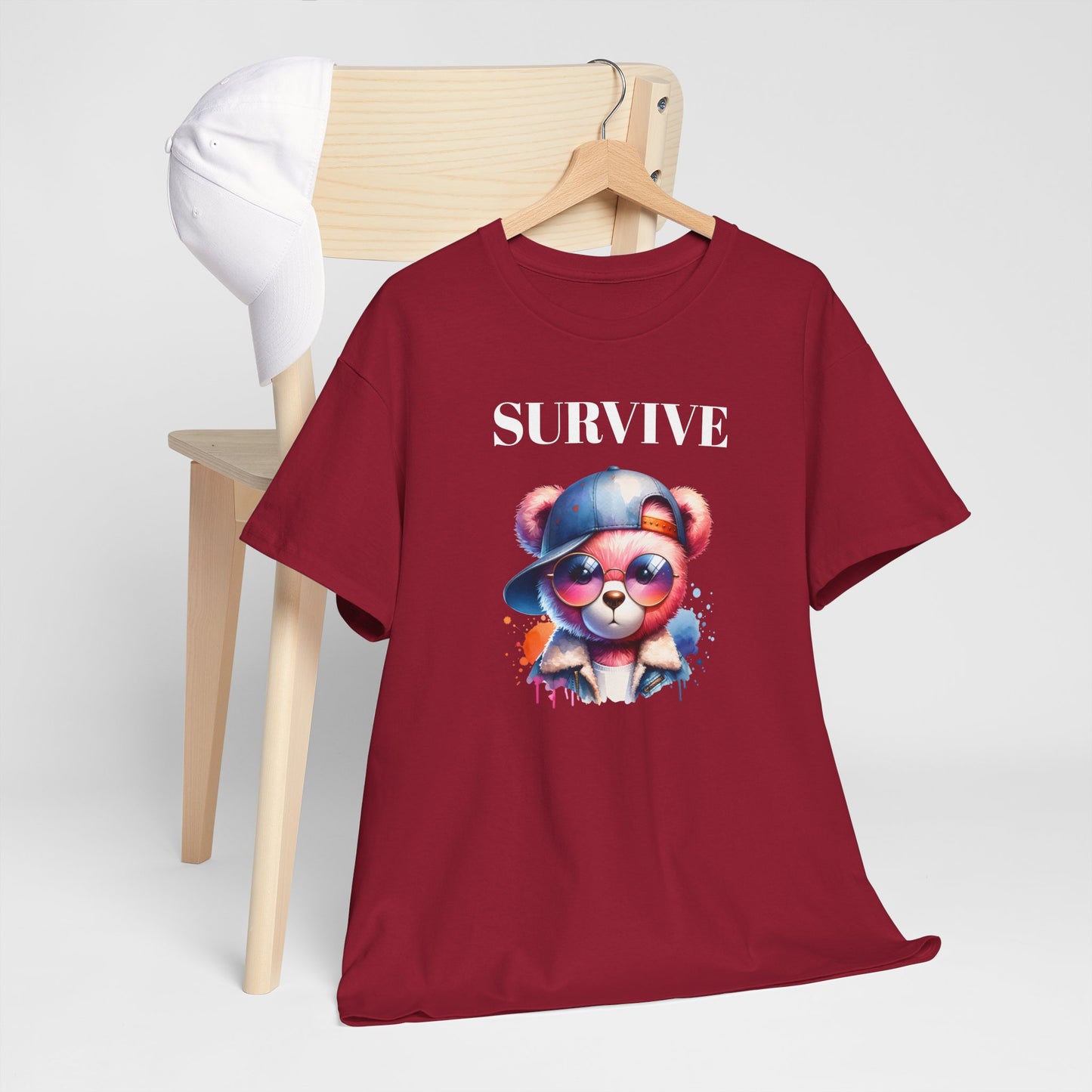 Princess Grace Survive Bear Graphic Unisex Heavy Cotton Tee Trendy and Fun Fashion for All Occasions
