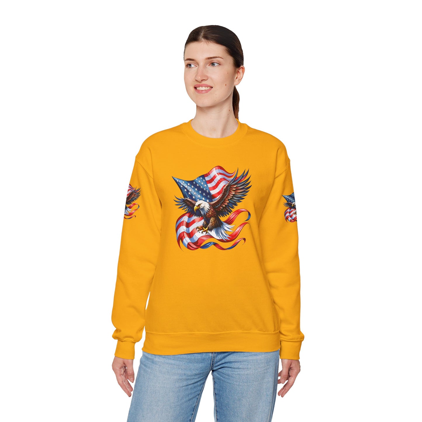 Princess Grace Patriotic Eagle Crewneck Sweatshirt Unisex Heavy Blend Perfect for Independence Day and Memorial Day