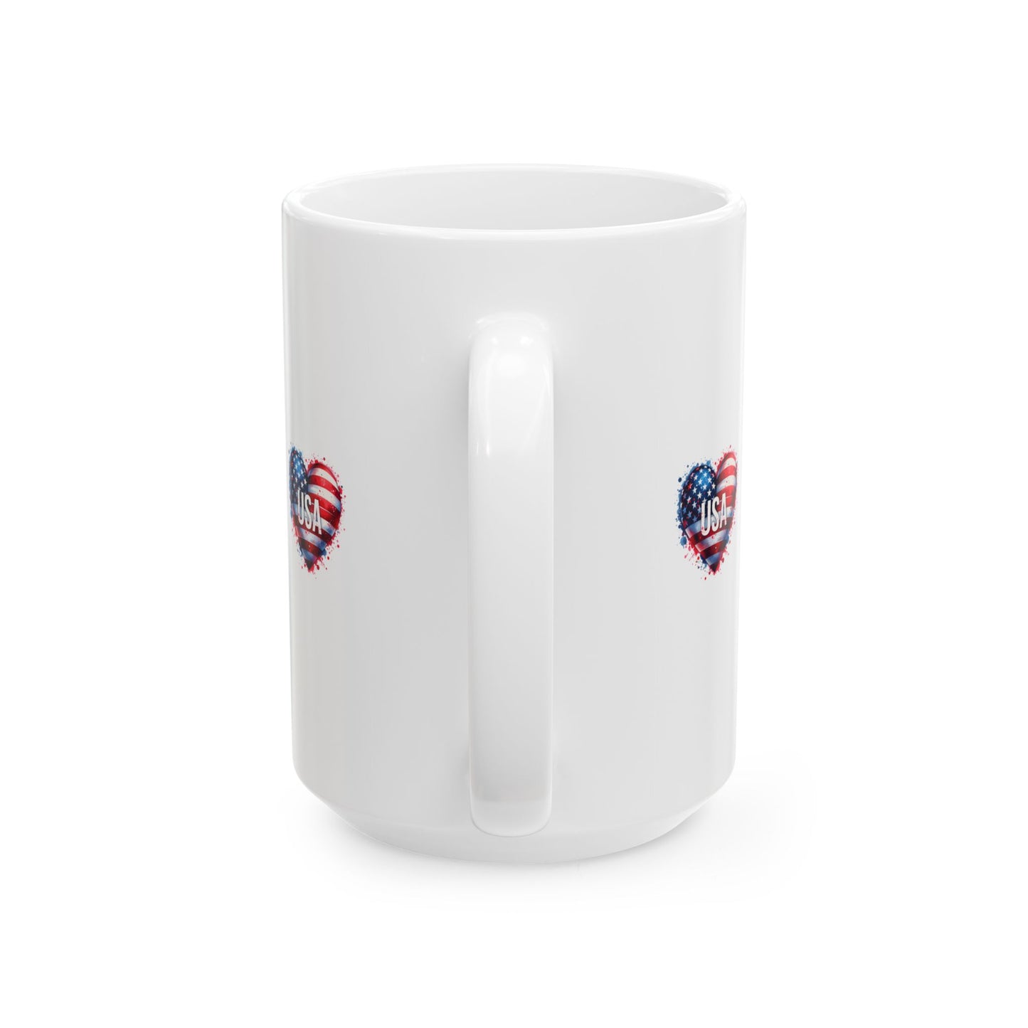 Princess Grace USA Heart Ceramic Mug 11oz & 15oz Patriot Gift for Independence Day & Everyday Use
