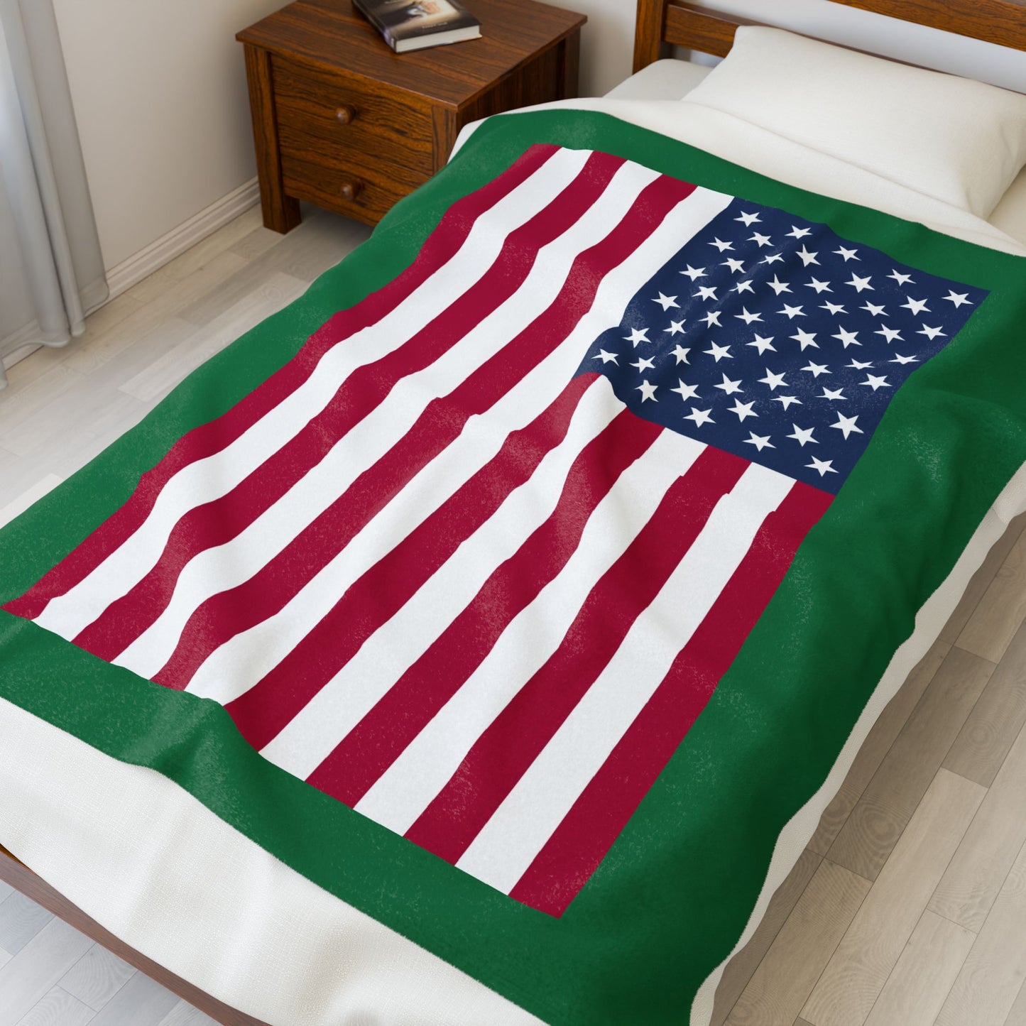 Princess Grace Patriotic Velveteen Plush Blanket Cozy Flag Design for Independence Day and Year Round Comfort