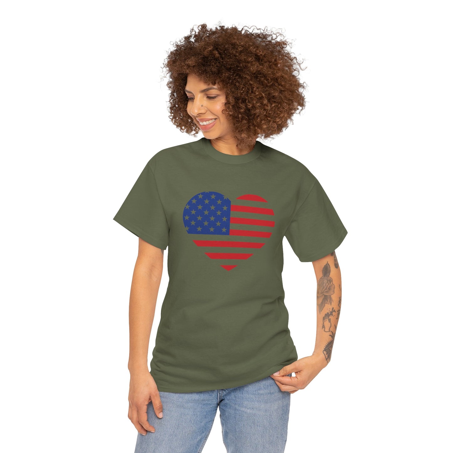 Princess Grace Patriotic Heart Unisex Heavy Cotton Tee Celebrate Freedom in Style