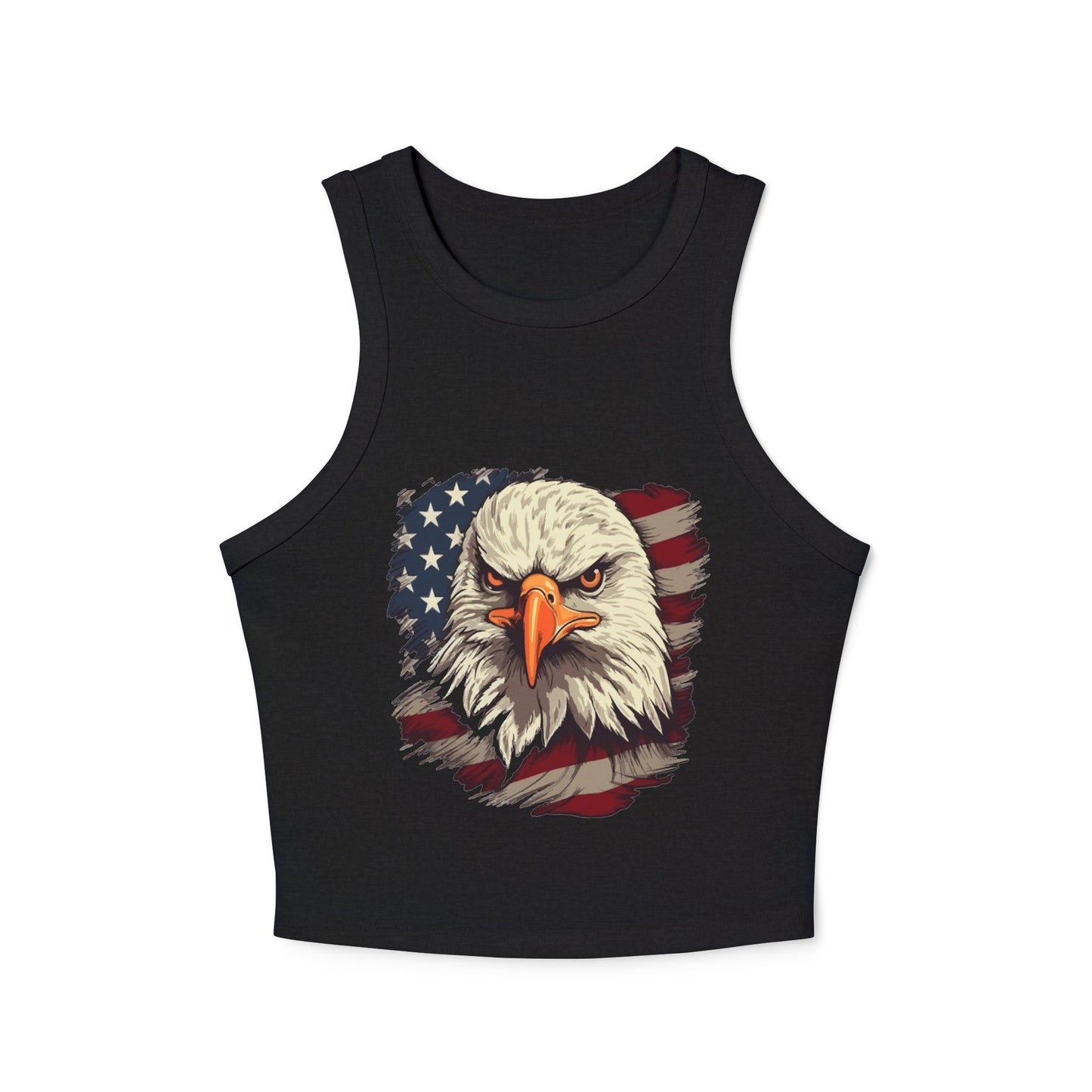 Princess Grace Patriotic Women's Micro Rib Racer Tank Top USA Eagle Design