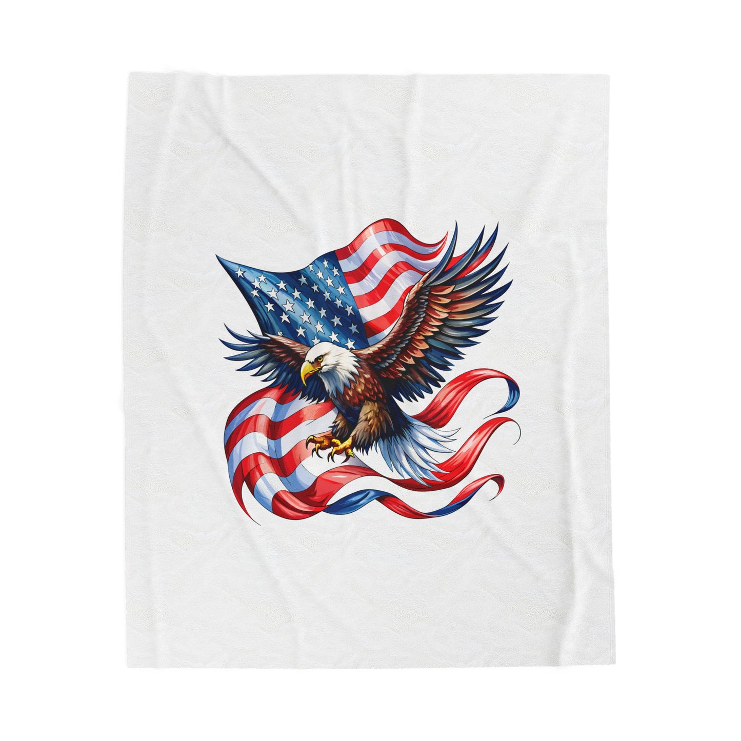 Princess Grace Patriotic Eagle Velveteen Plush Blanket Cozy USA Flag Throw for Independence Day and Memorial Day