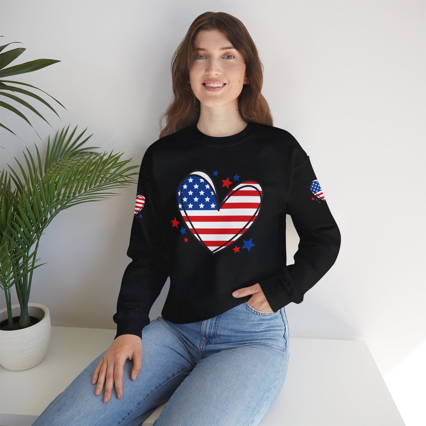Princess Grace Patriotic Heart Crewneck Sweatshirt