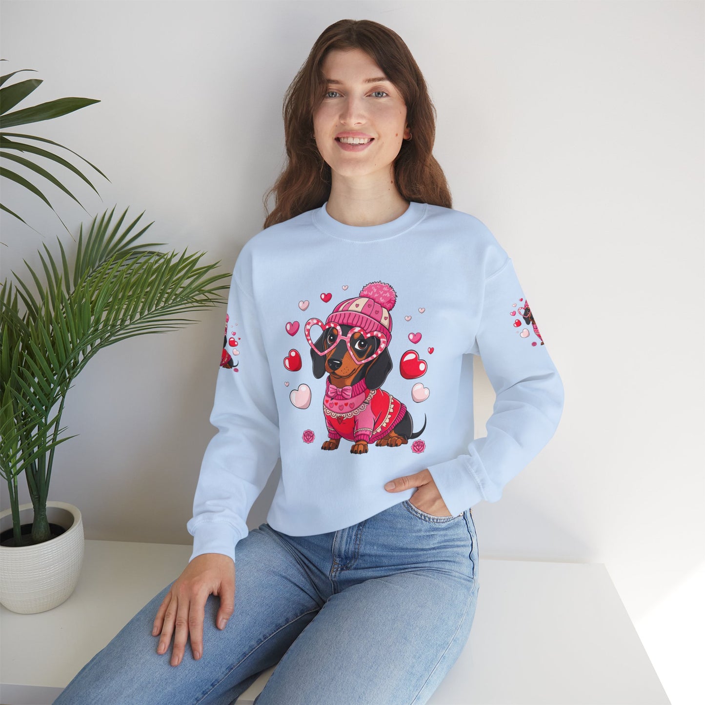 Princess Grace Cute Dachshund Love Sweatshirt Cozy Unisex Crewneck for Pet Lovers