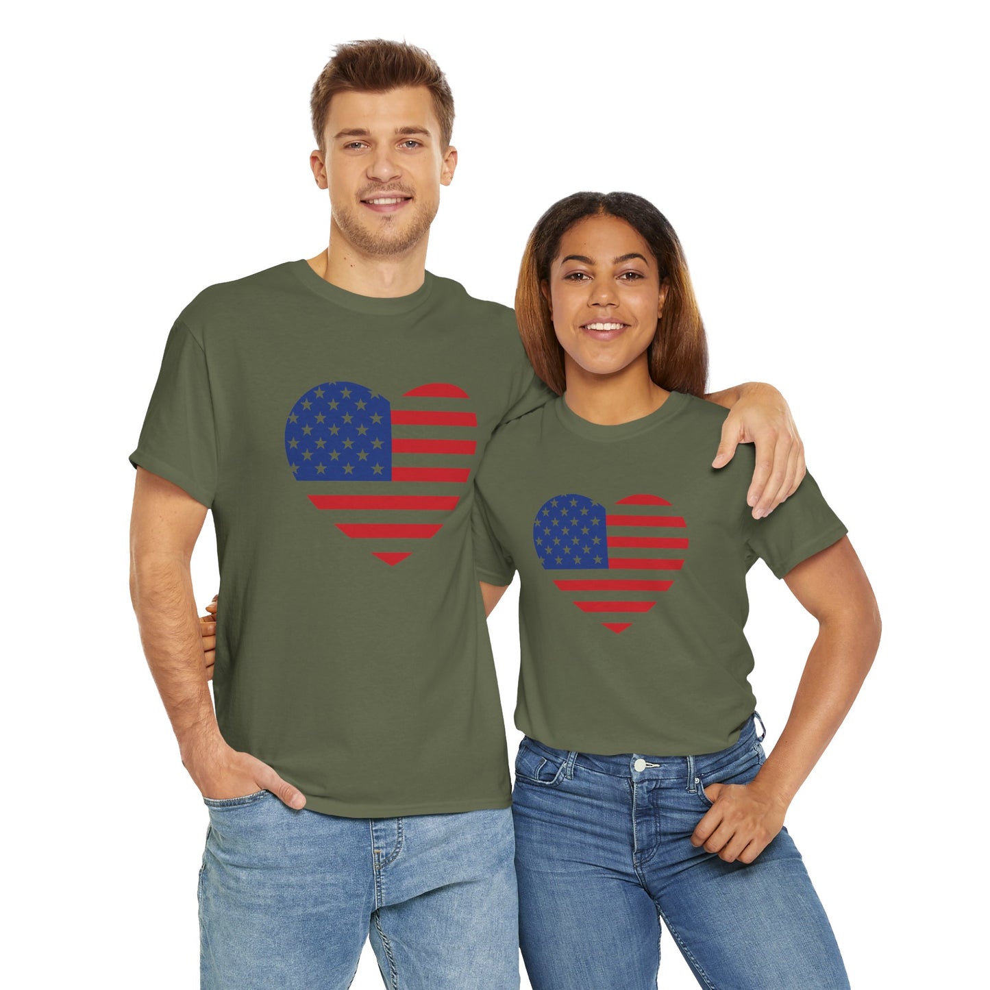 Princess Grace Patriotic Heart Unisex Heavy Cotton Tee Celebrate Freedom in Style