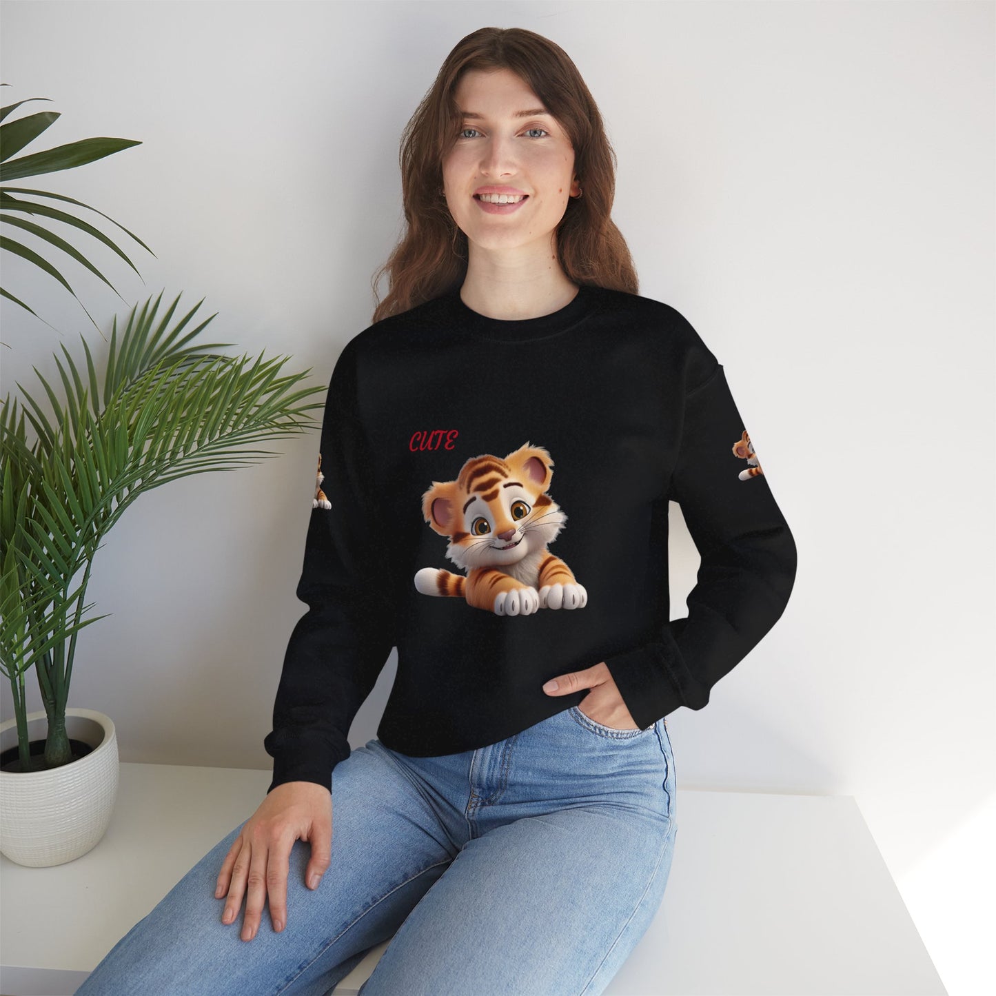 Princess Grace Cute Tiger Graphic Sweatshirt Unisex Heavy Blend Crewneck