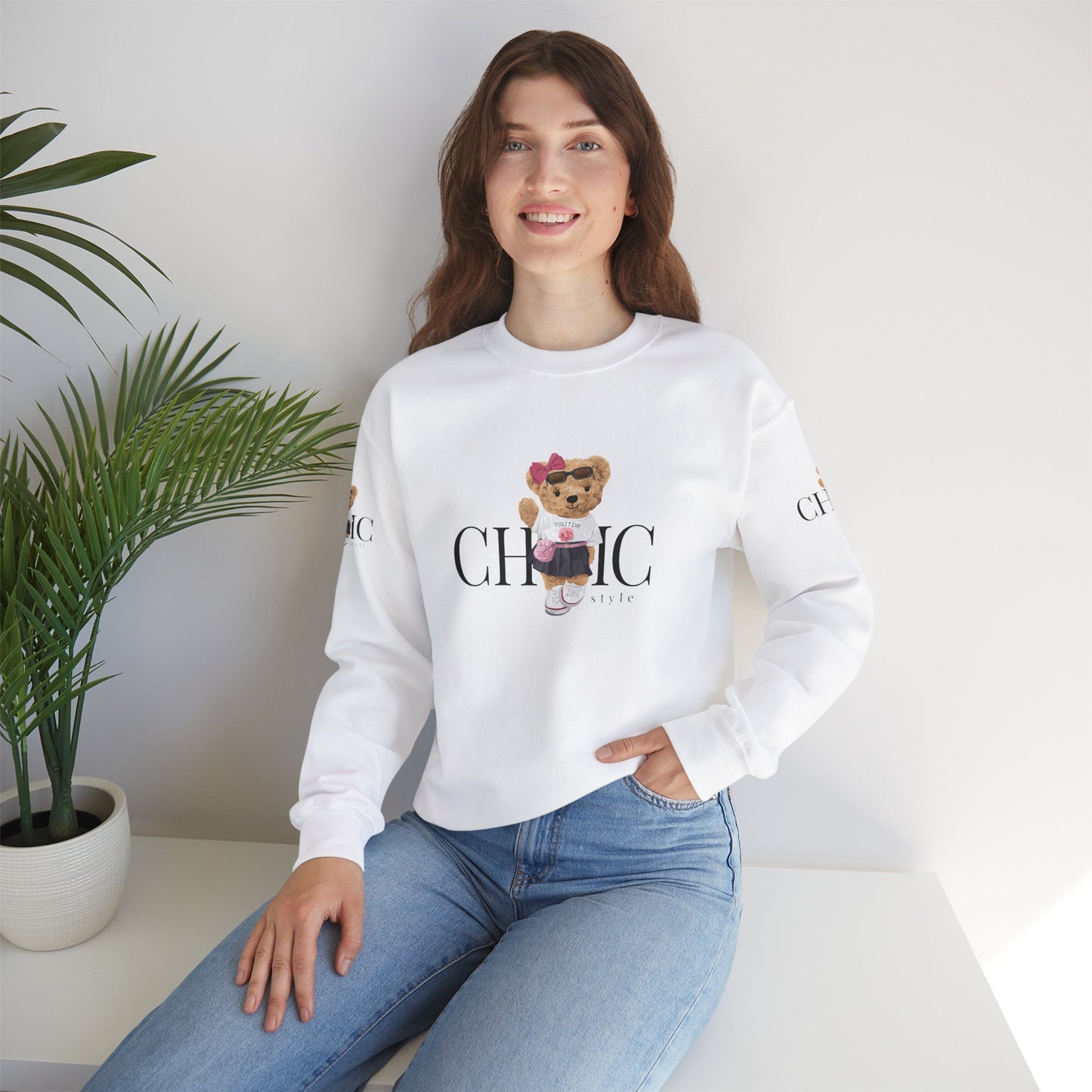 Princess Grace Chic Teddy Bear Sweatshirt Unisex Heavy Blend Crewneck