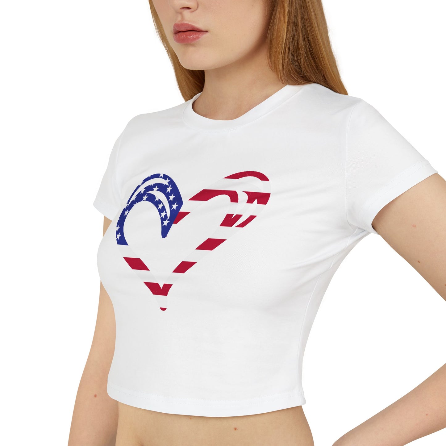 Princess Grace Patriotic Women's Baby Tee Heart & USA Design