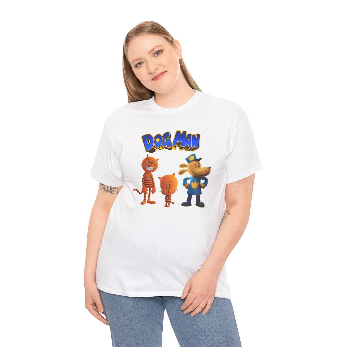 Princess Grace Dog Man Cartoon Unisex Heavy Cotton Tee Fun Graphic Tee for Kids and Fans