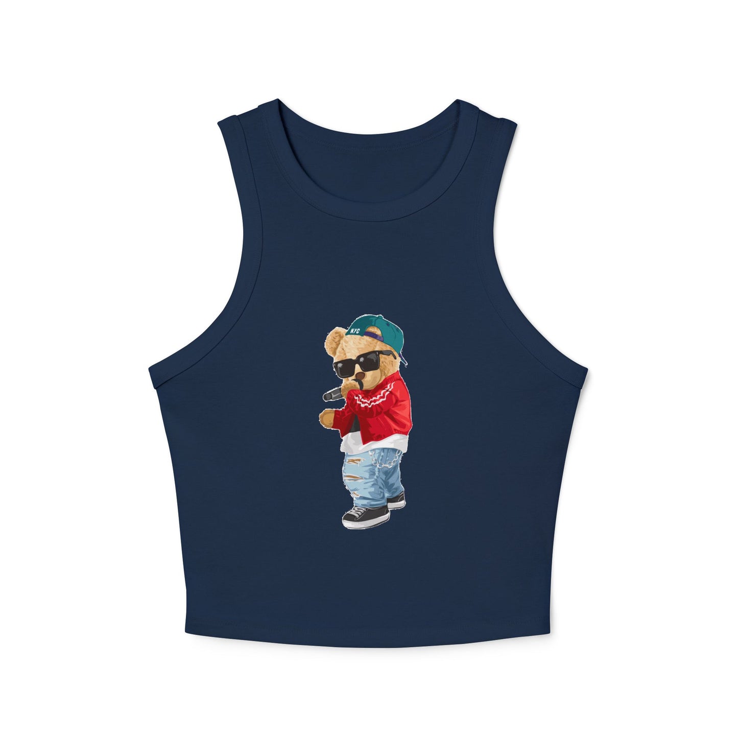 Princess Grace Cute Teddy Bear Graphic Racer Tank Top for Women
