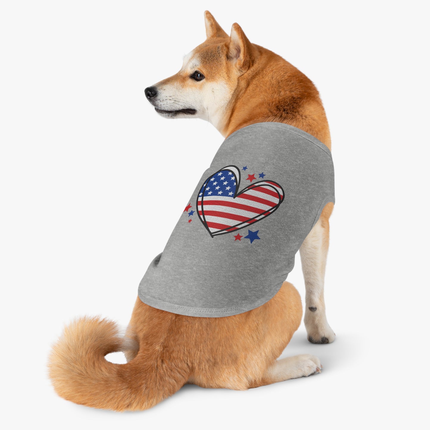 Princess Grace Patriotic Heart Pet Tank Top for Independence Day Celebrations