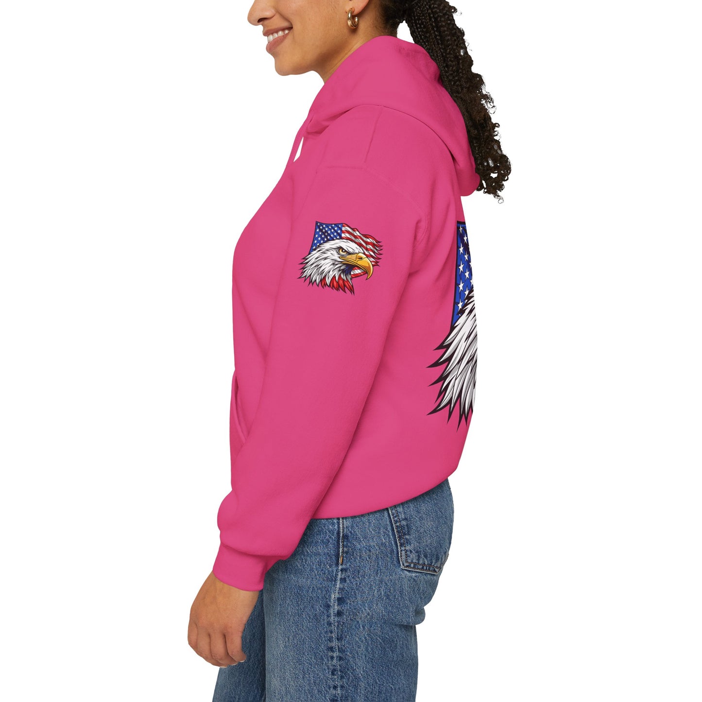 Princess Grace Patriotic Eagle Hoodie Unisex Heavy Blend Sweatshirt with American Flag Design