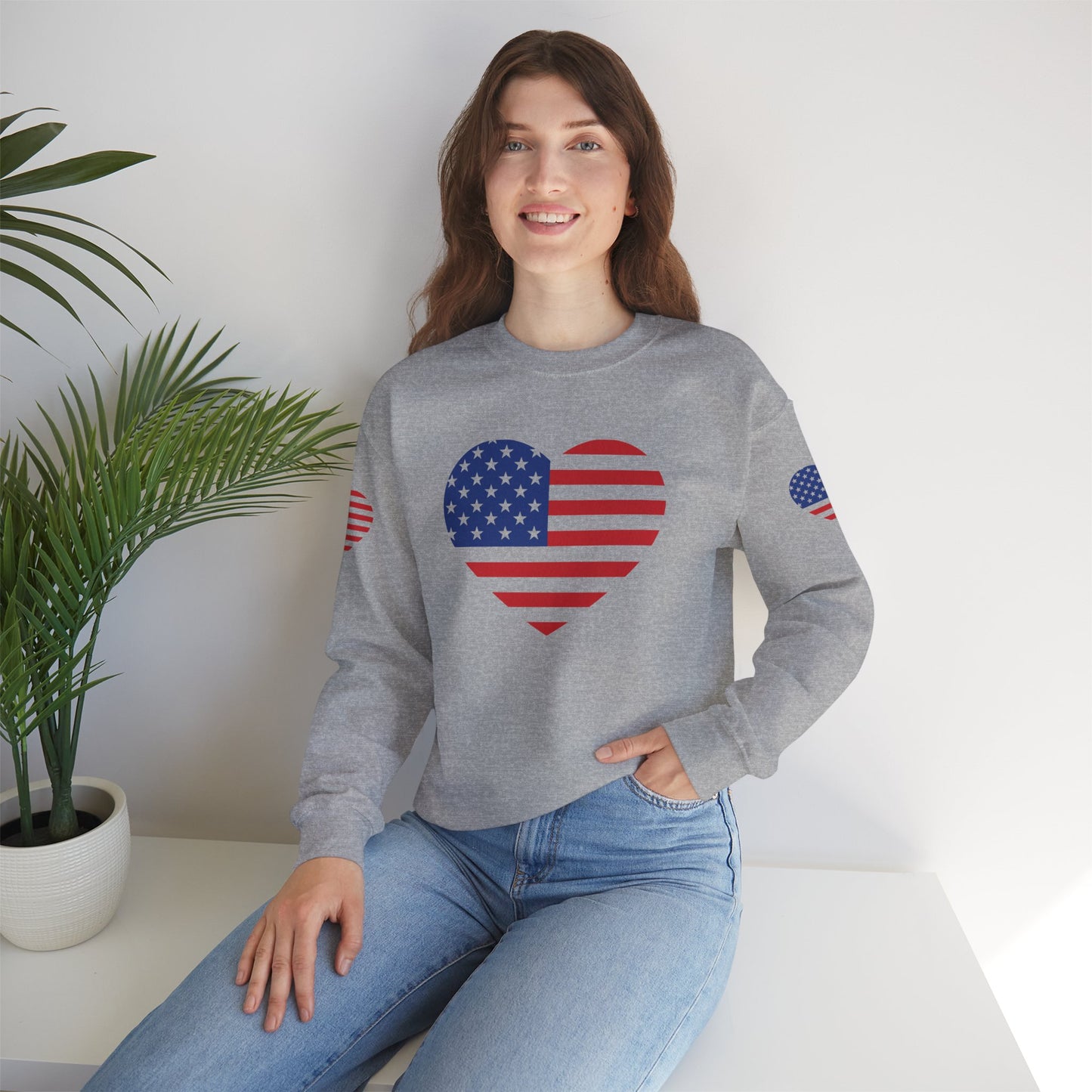 Princess Grace USA Heart Unisex Crewneck Sweatshirt Cozy American Pride