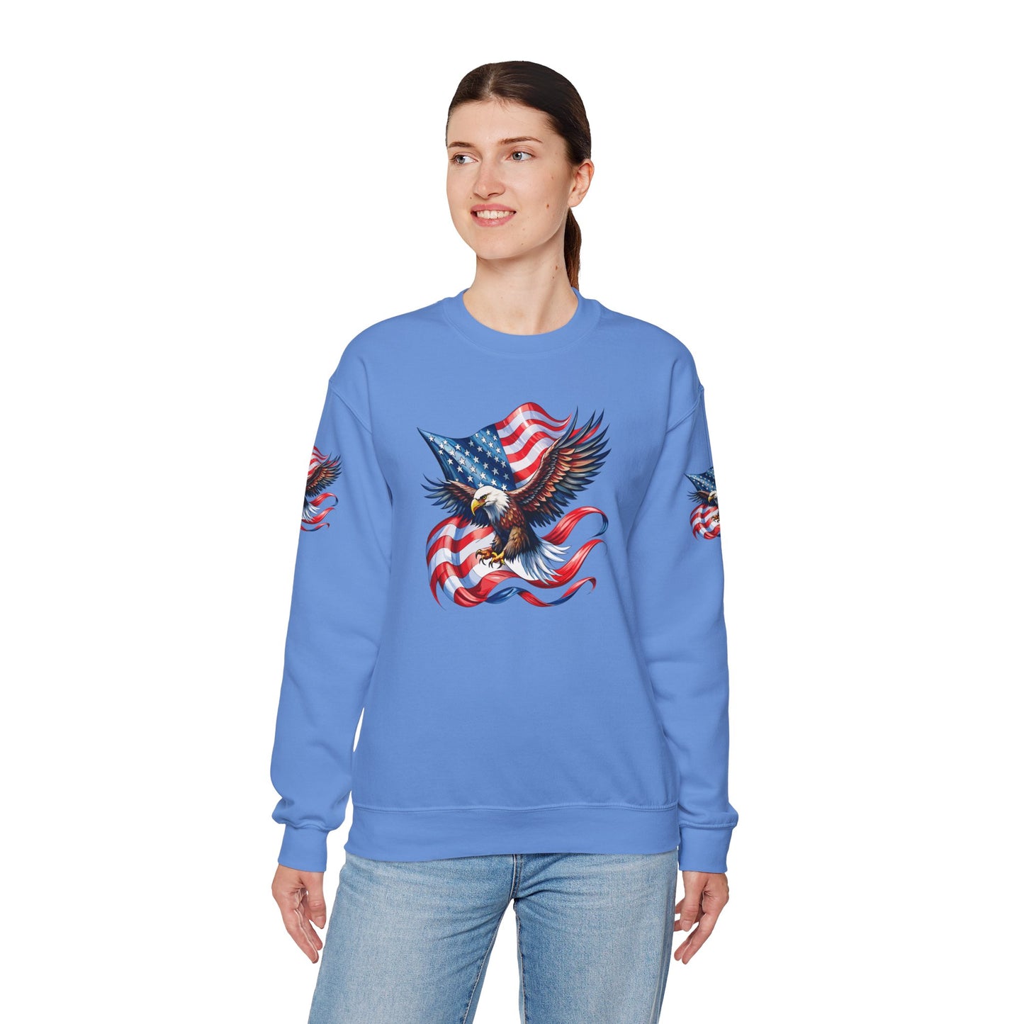 Princess Grace Patriotic Eagle Crewneck Sweatshirt Unisex Heavy Blend Perfect for Independence Day and Memorial Day