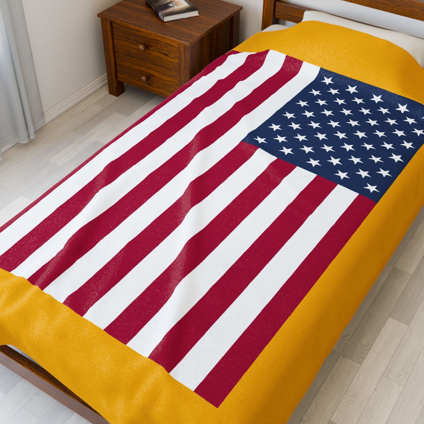 Princess Grace Patriotic Velveteen Plush Blanket Cozy USA Flag Design