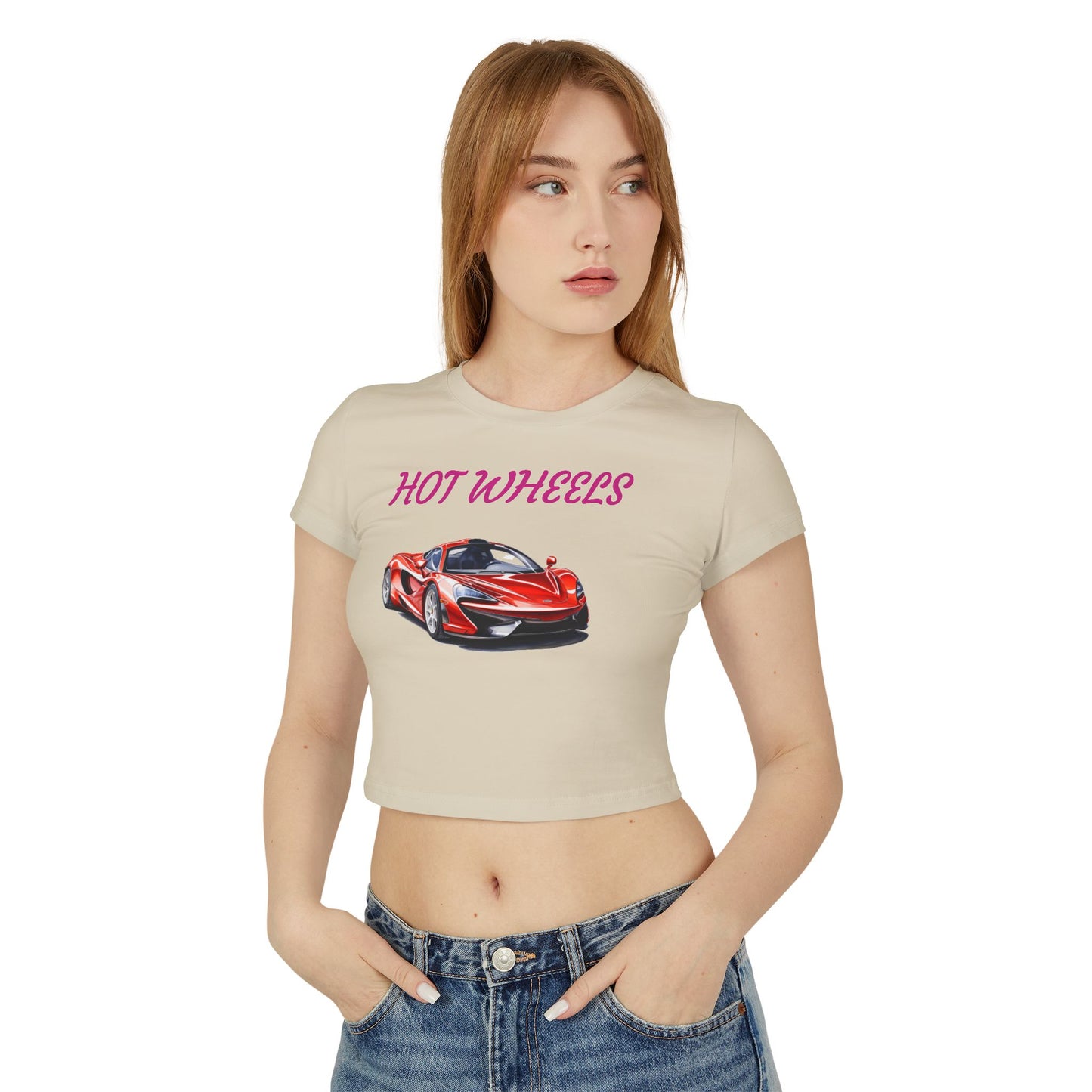 Princess Grace Hot Wheels Women's Baby Tee Cool Car Graphic T-Shirt for Car Enthusiasts