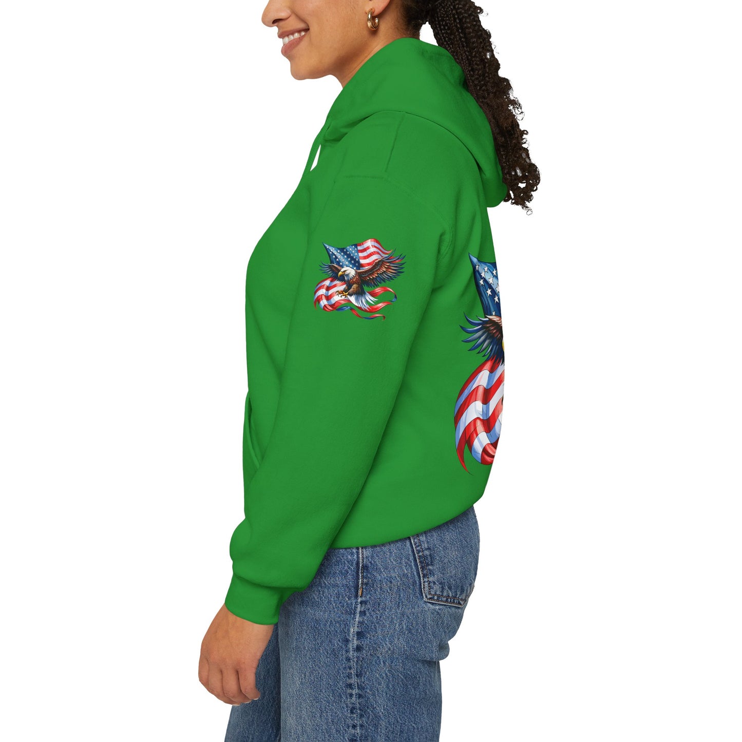 Princess Grace Patriotic Eagle Hoodie Unisex Heavy Blend Sweatshirt with American Flag Design